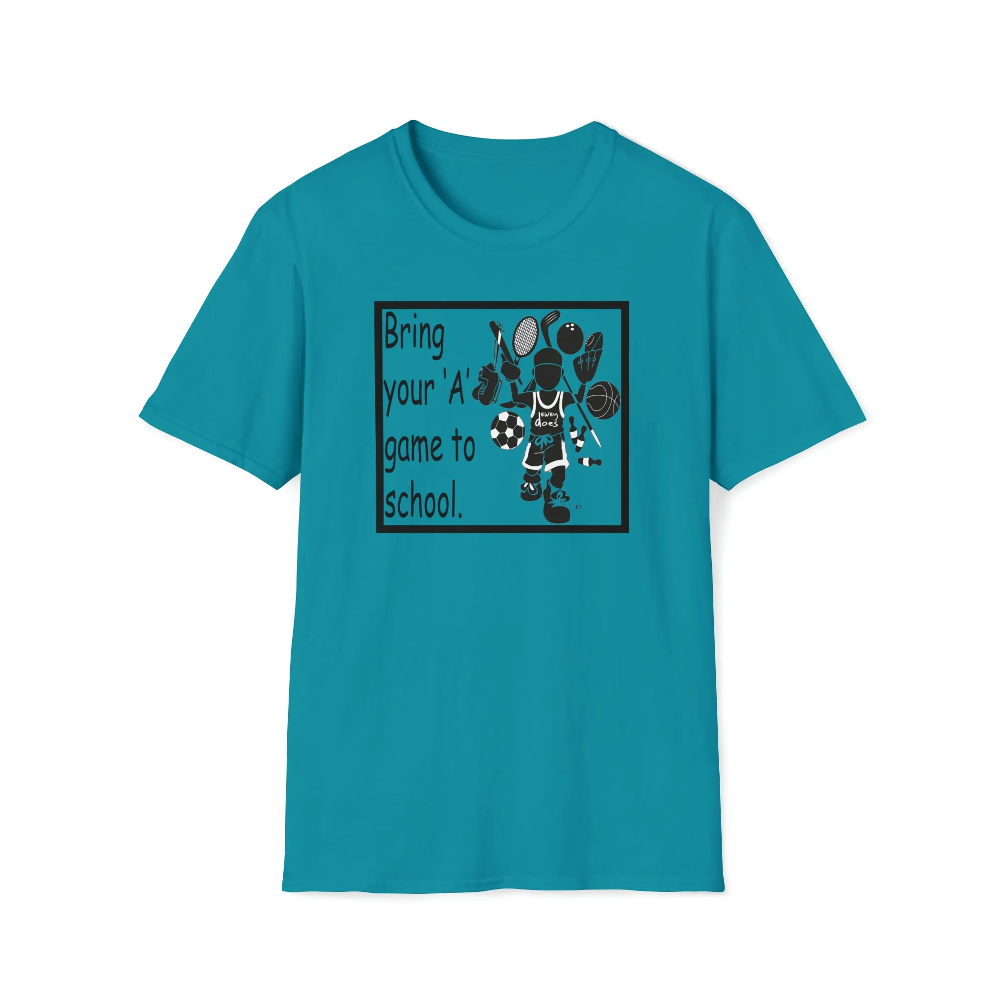 Bring your 'A' Game to School - Logo Unisex Softstyle T-Shirt Black Print