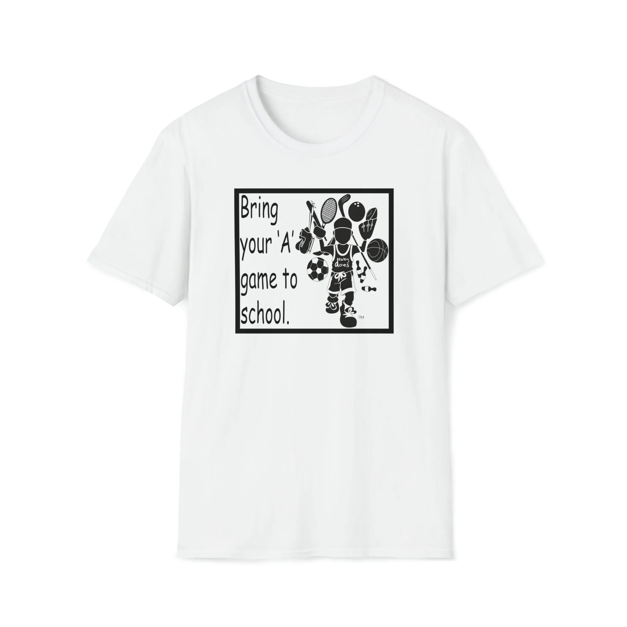 Bring your 'A' Game to School - Logo Unisex Softstyle T-Shirt Black Print