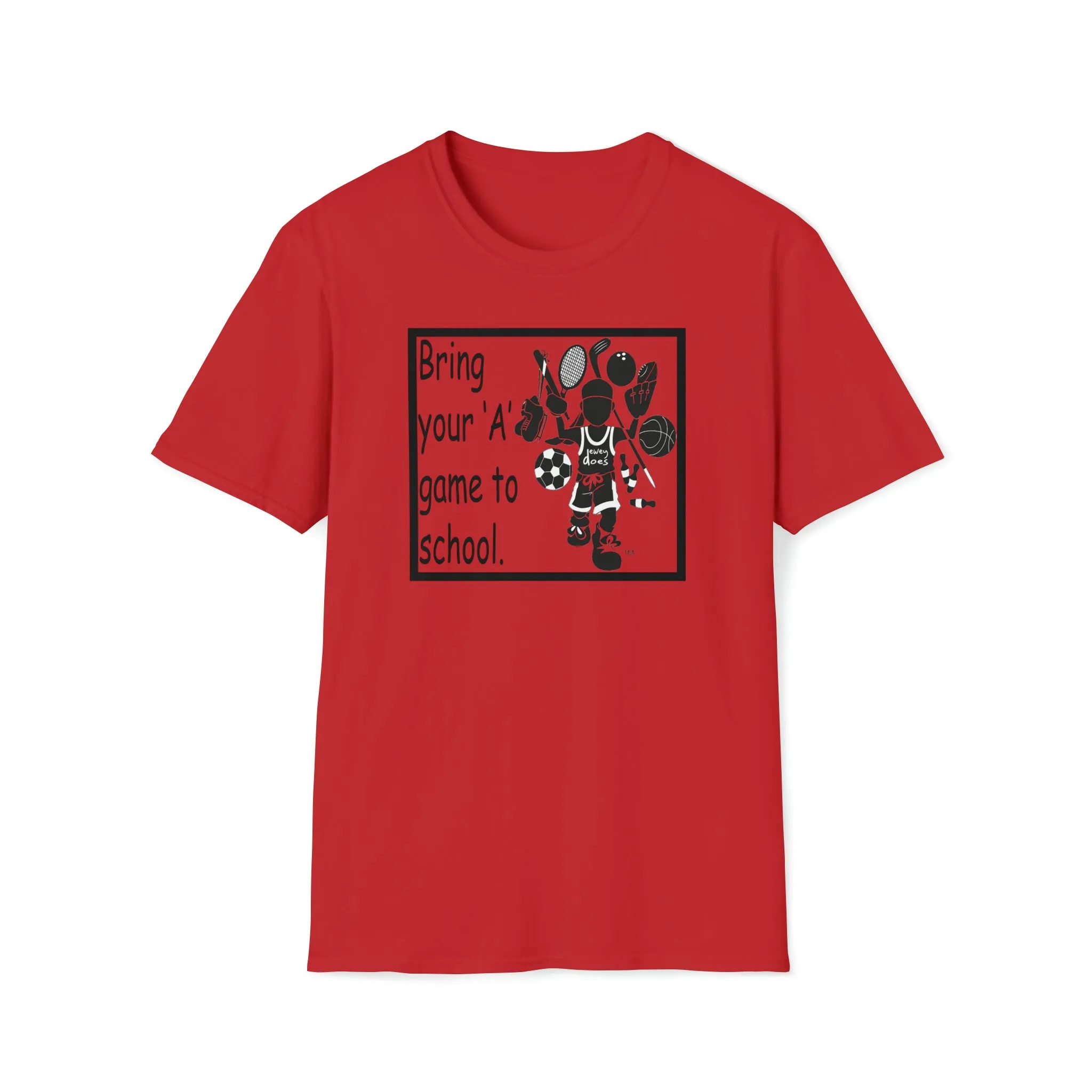 Bring your 'A' Game to School - Logo Unisex Softstyle T-Shirt Black Print
