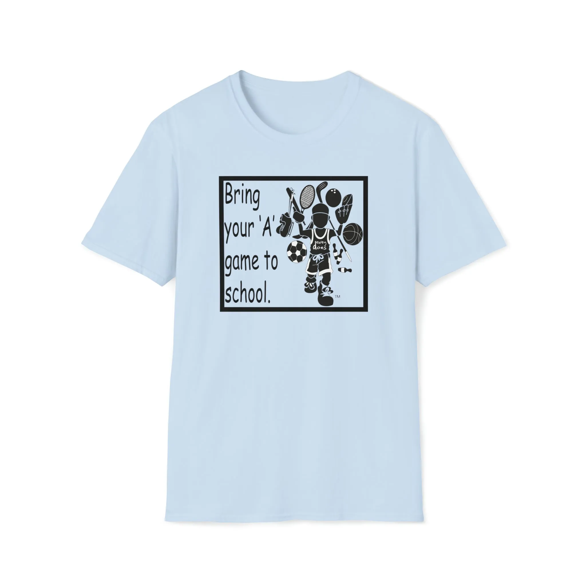 Bring your 'A' Game to School - Logo Unisex Softstyle T-Shirt Black Print
