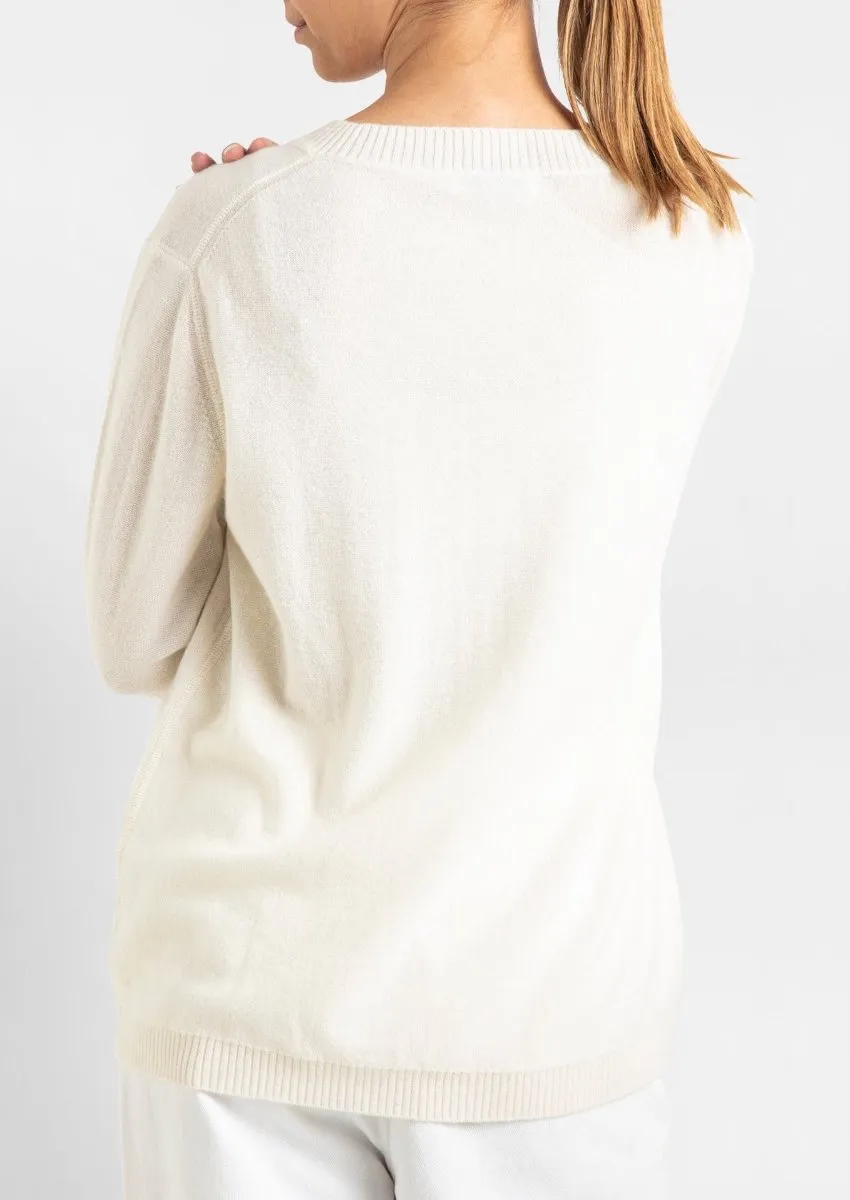 Cashmere Edie V in Winter White