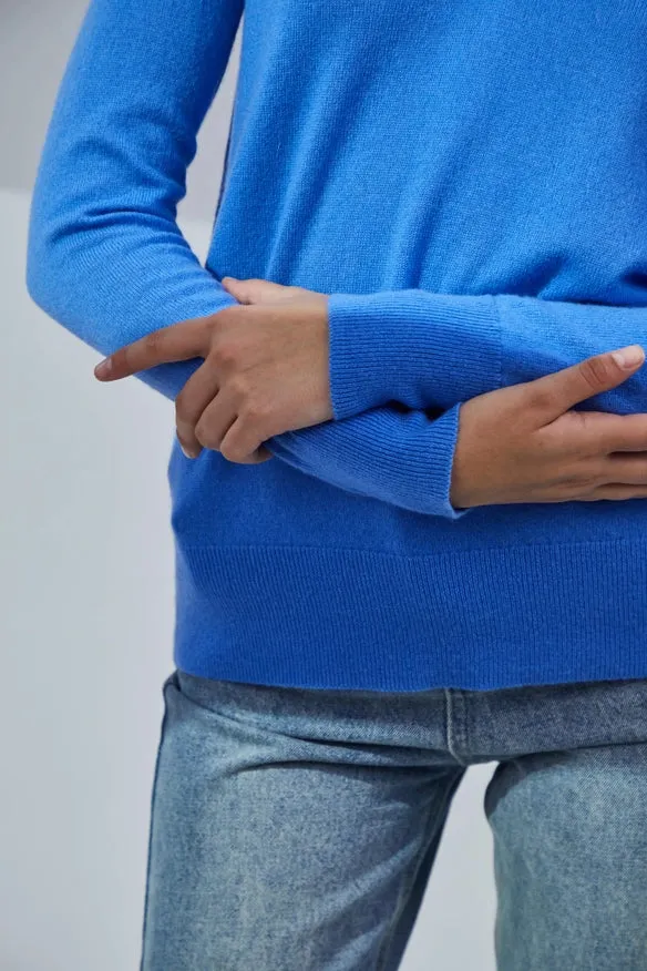 Contrasting V-Neck Cashmere Sweater