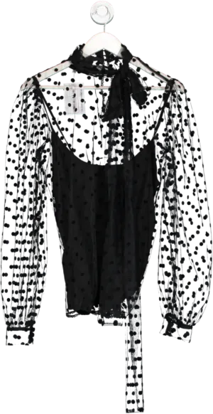 Costarellos Black Polka Dot Sheer Blouse UK 10