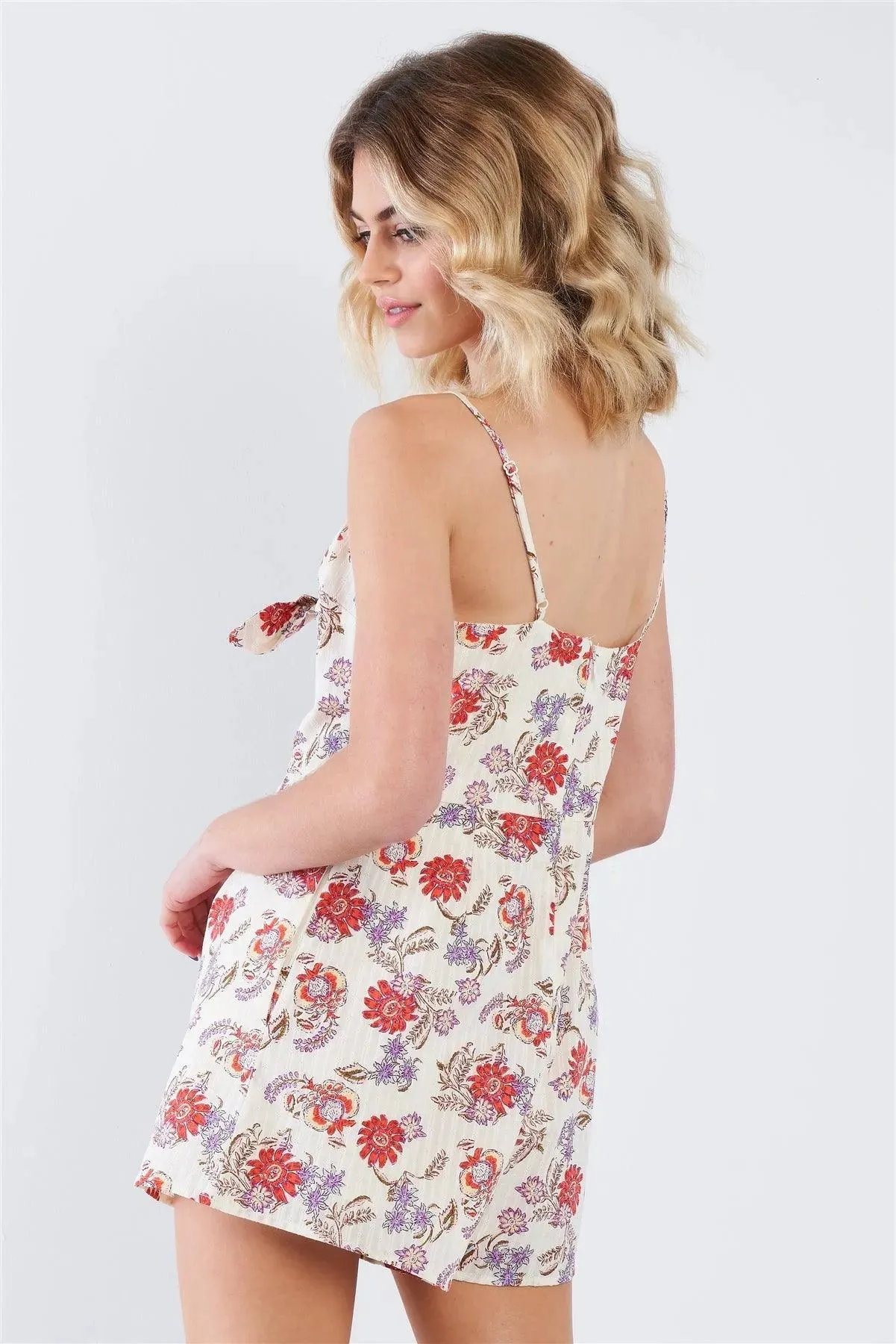 Cream Red Floral Romper /3-2-1
