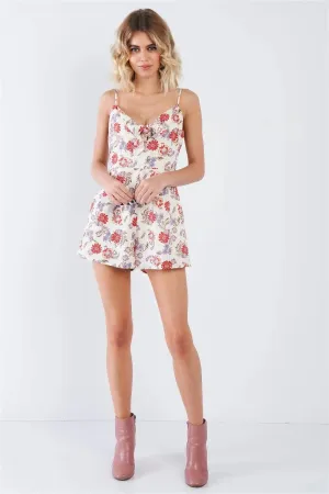 Cream Red Floral Romper /3-2-1