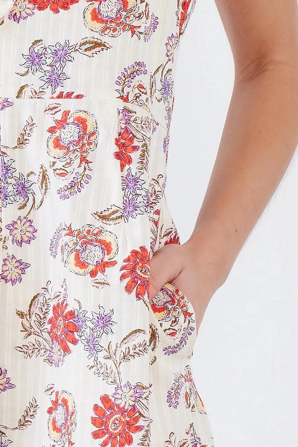 Cream Red Floral Romper /3-2-1