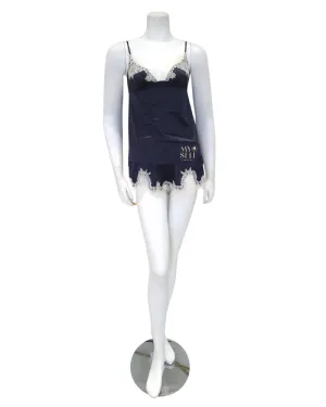 D001380-D001379 Ivory Lace Black Poly Cami Set