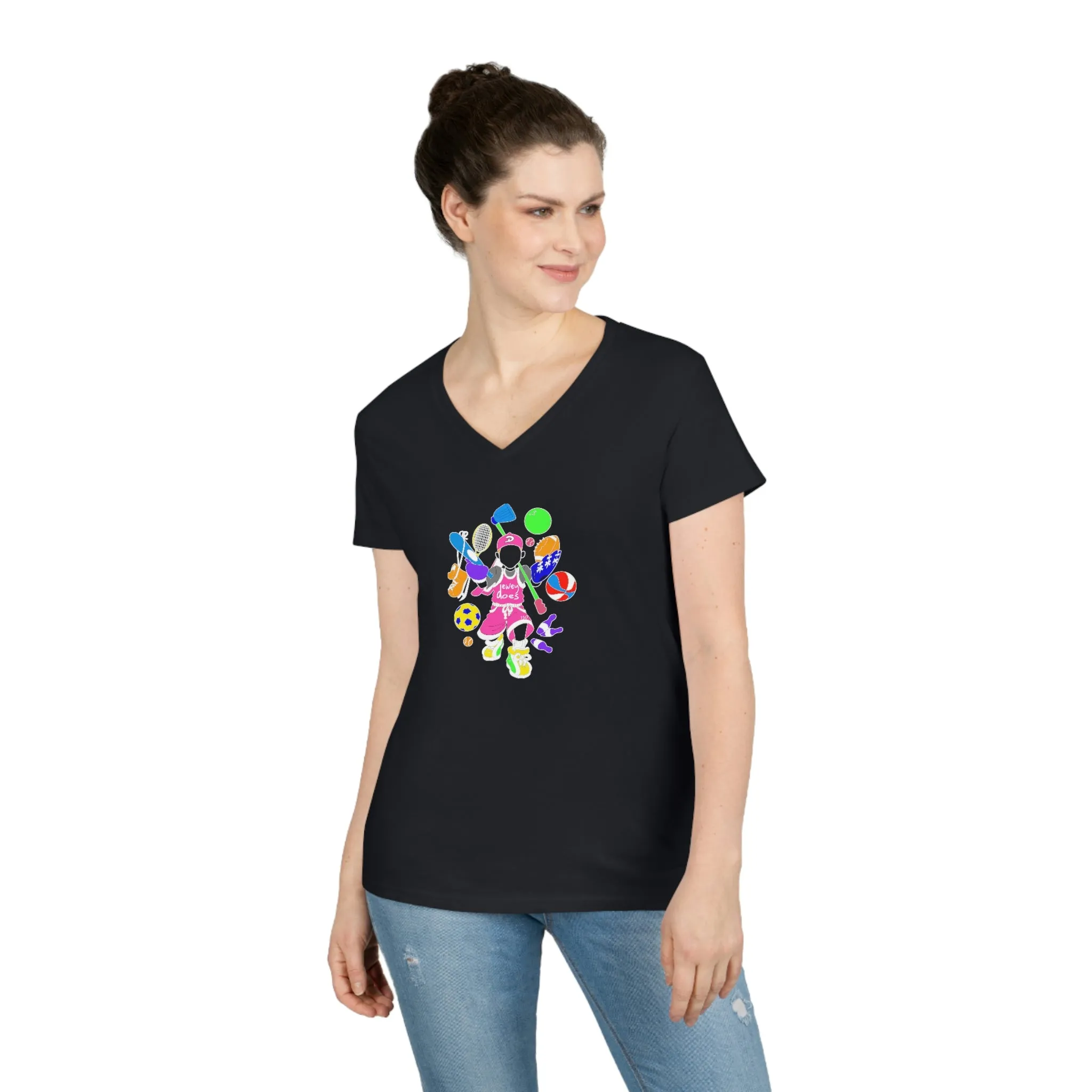 Dewey Does Pink All Sport Ladies' V-Neck T-Shirt