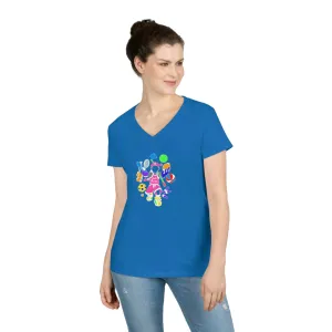 Dewey Does Pink All Sport Ladies' V-Neck T-Shirt