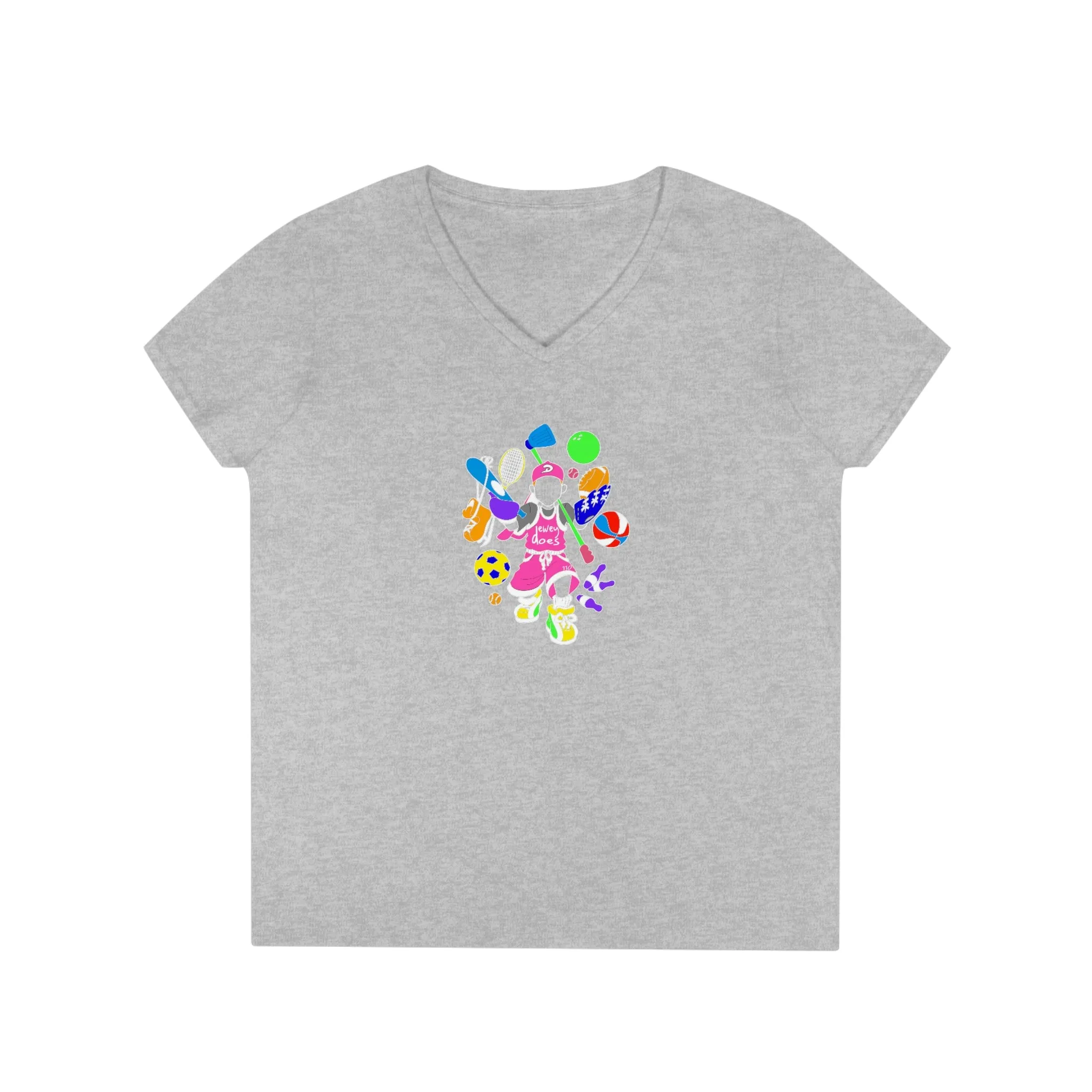 Dewey Does Pink All Sport Ladies' V-Neck T-Shirt