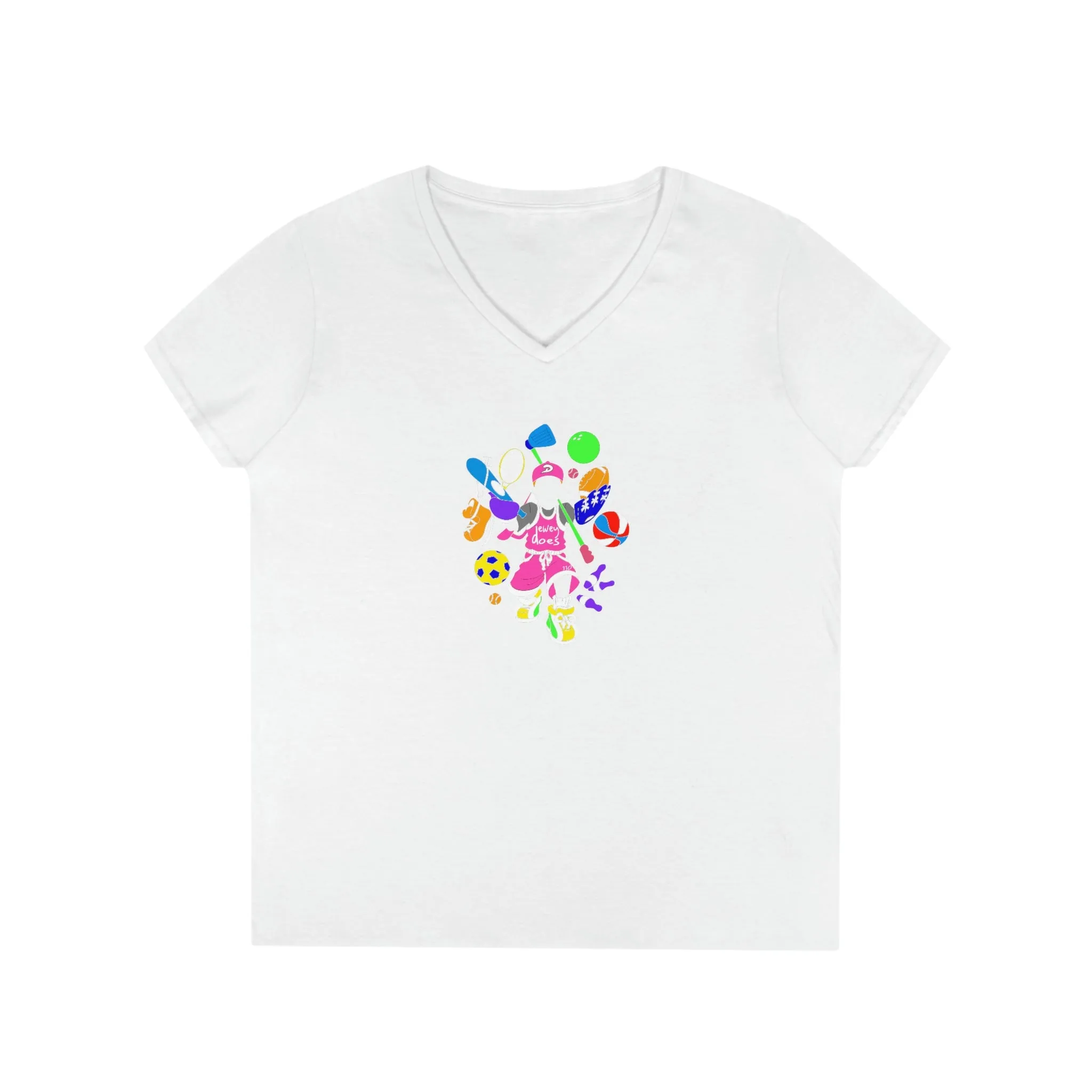 Dewey Does Pink All Sport Ladies' V-Neck T-Shirt