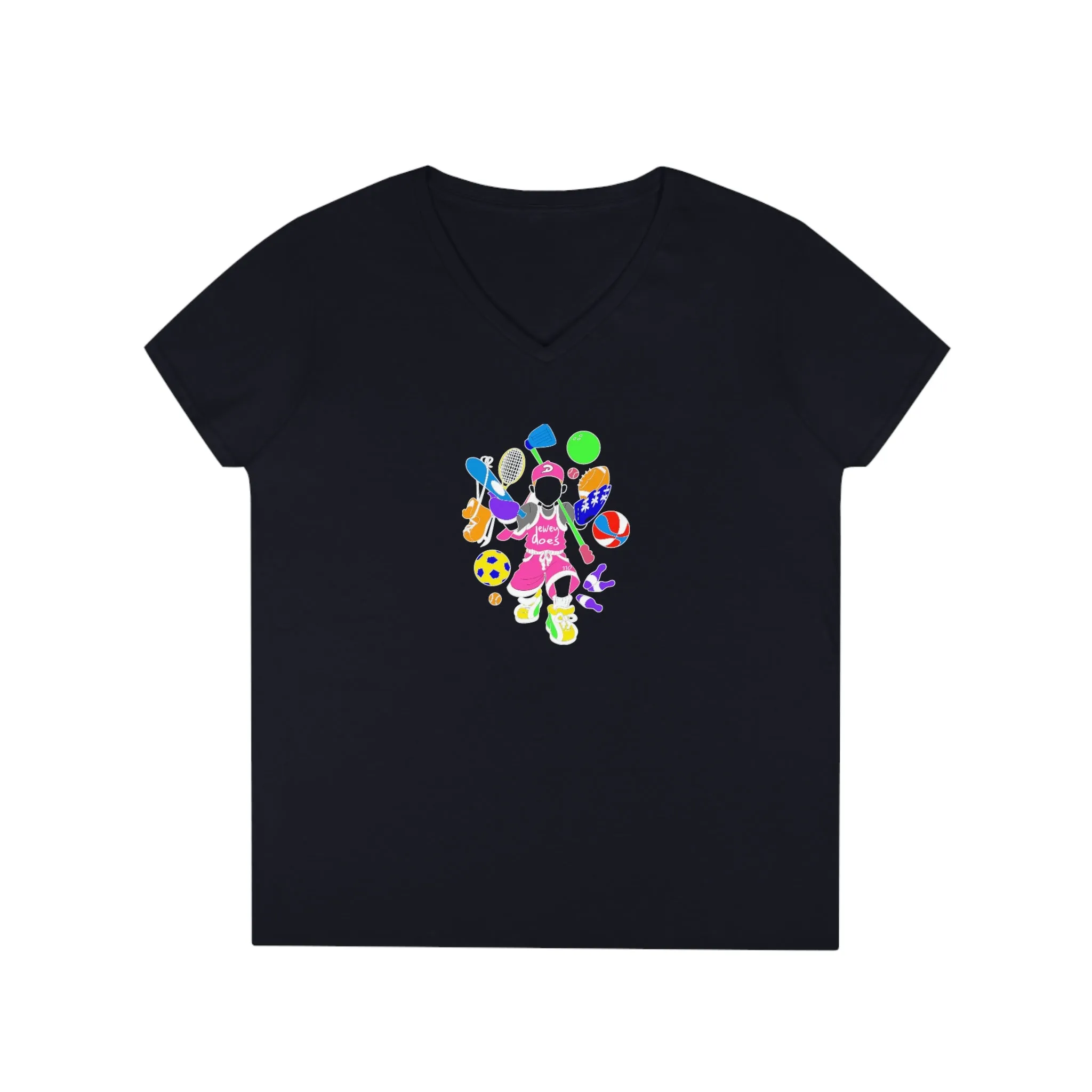 Dewey Does Pink All Sport Ladies' V-Neck T-Shirt