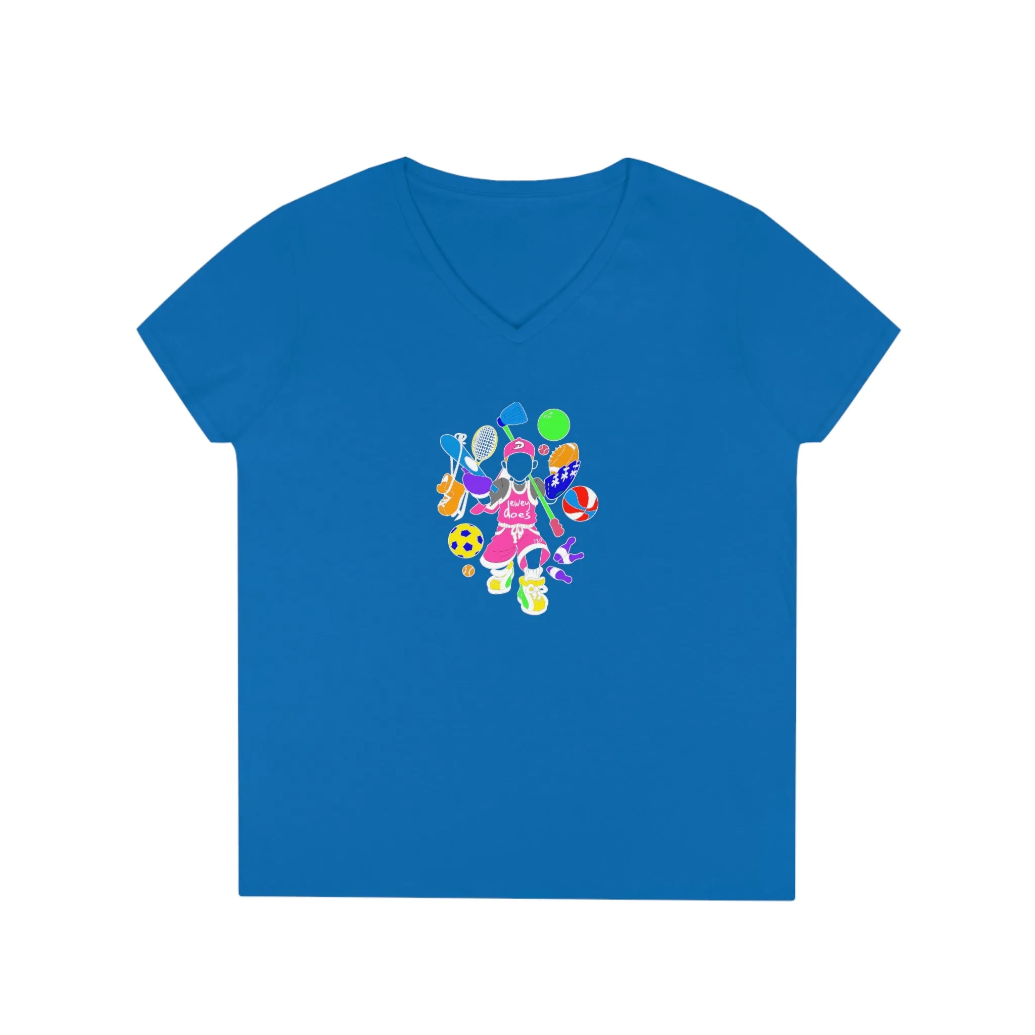 Dewey Does Pink All Sport Ladies' V-Neck T-Shirt