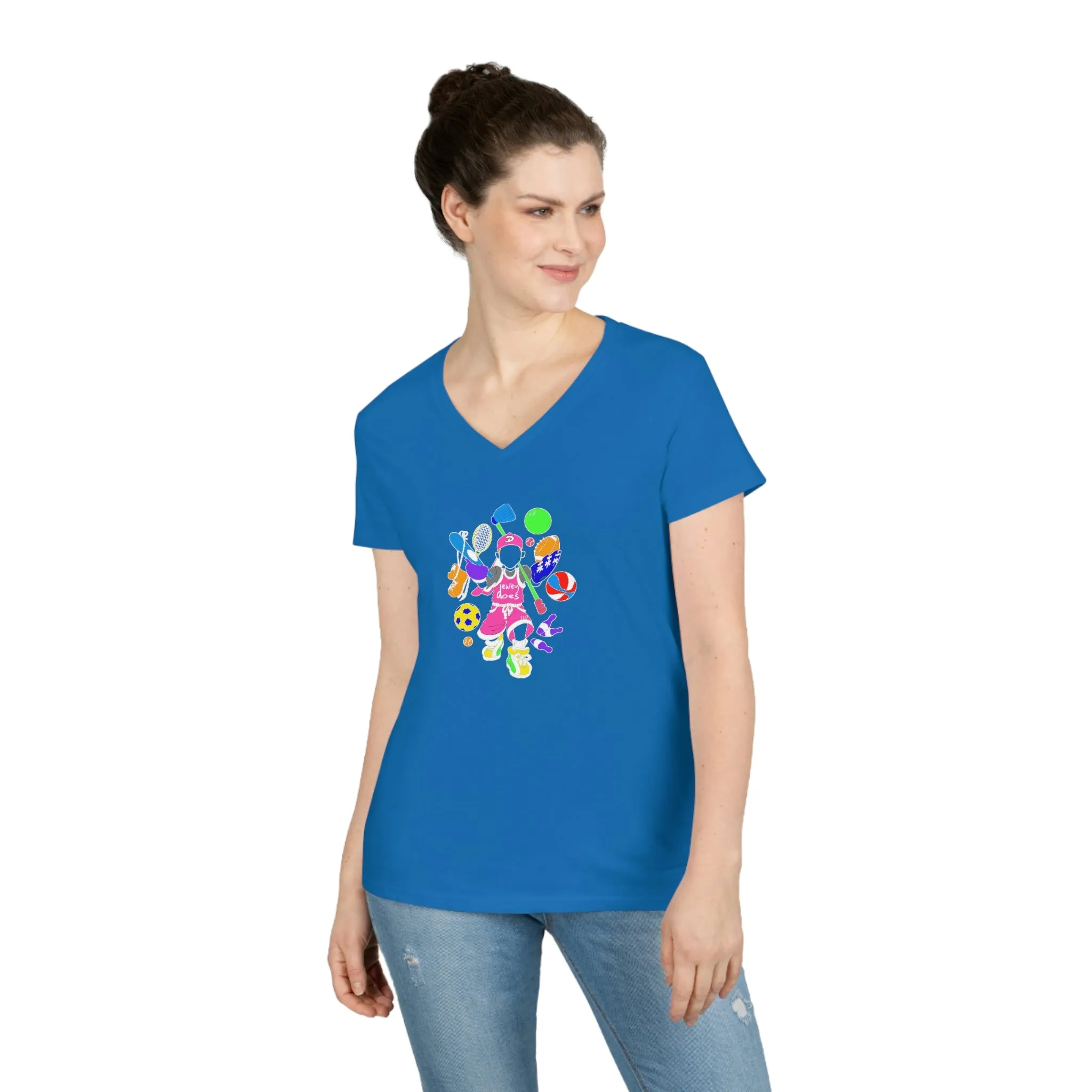 Dewey Does Pink All Sport Ladies' V-Neck T-Shirt