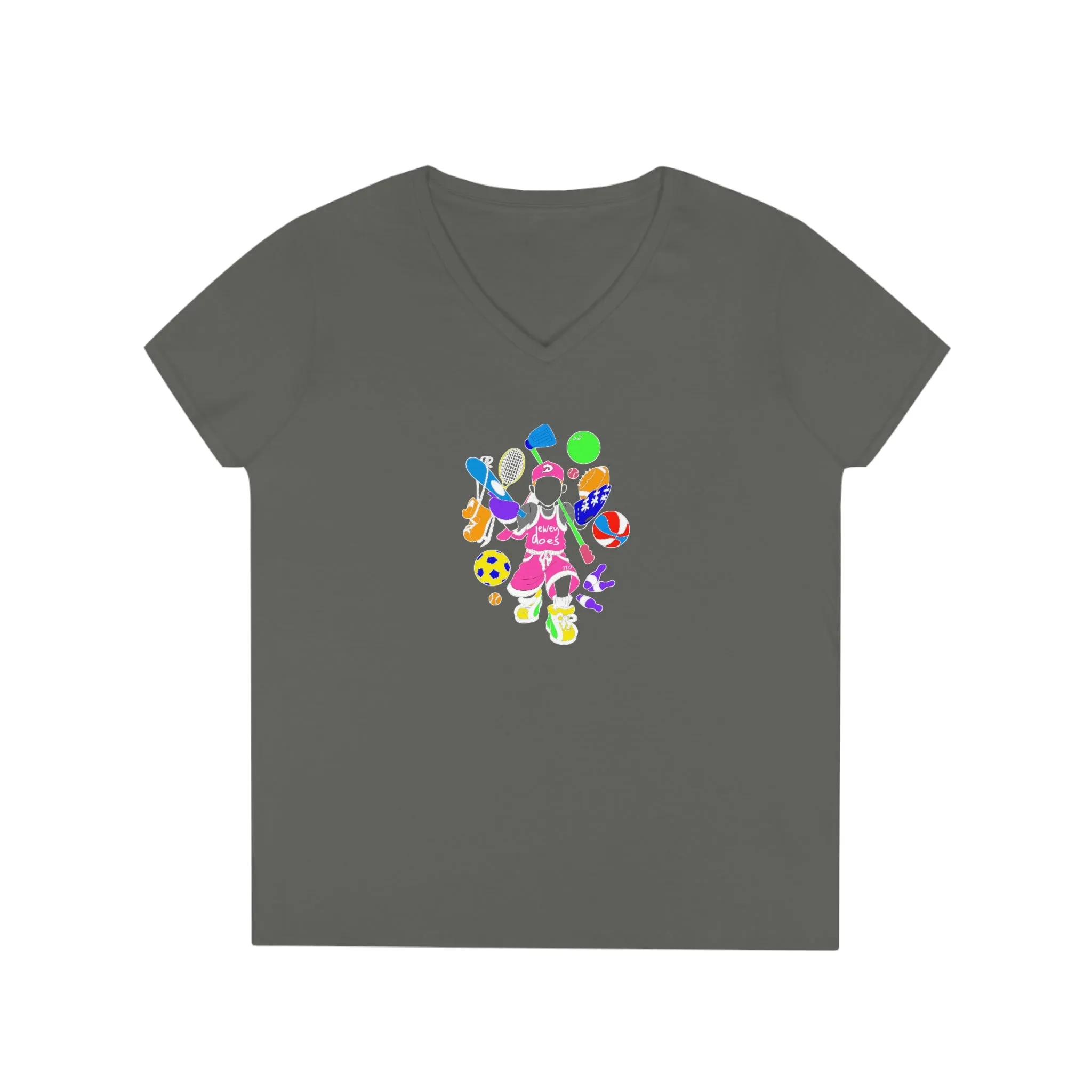 Dewey Does Pink All Sport Ladies' V-Neck T-Shirt