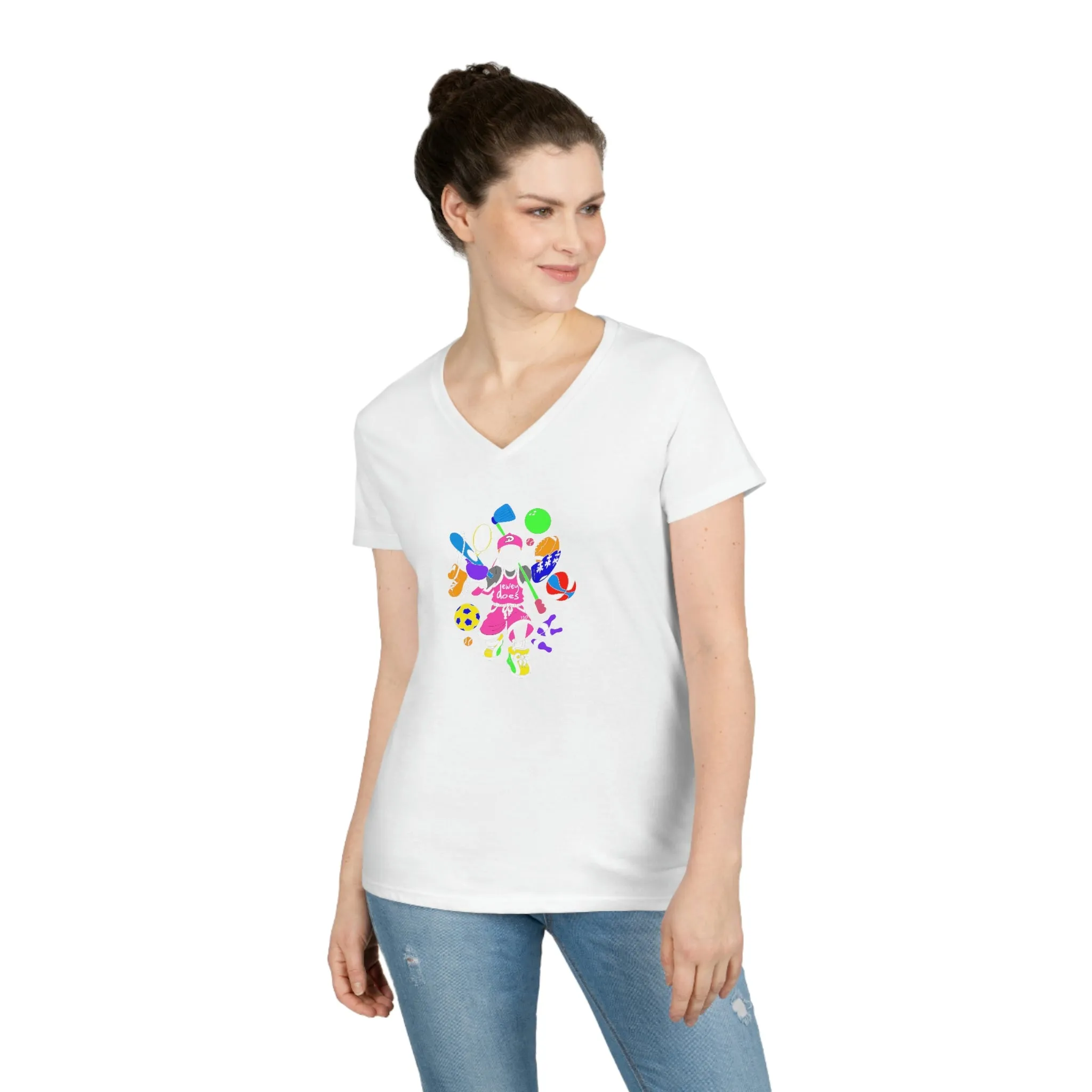 Dewey Does Pink All Sport Ladies' V-Neck T-Shirt