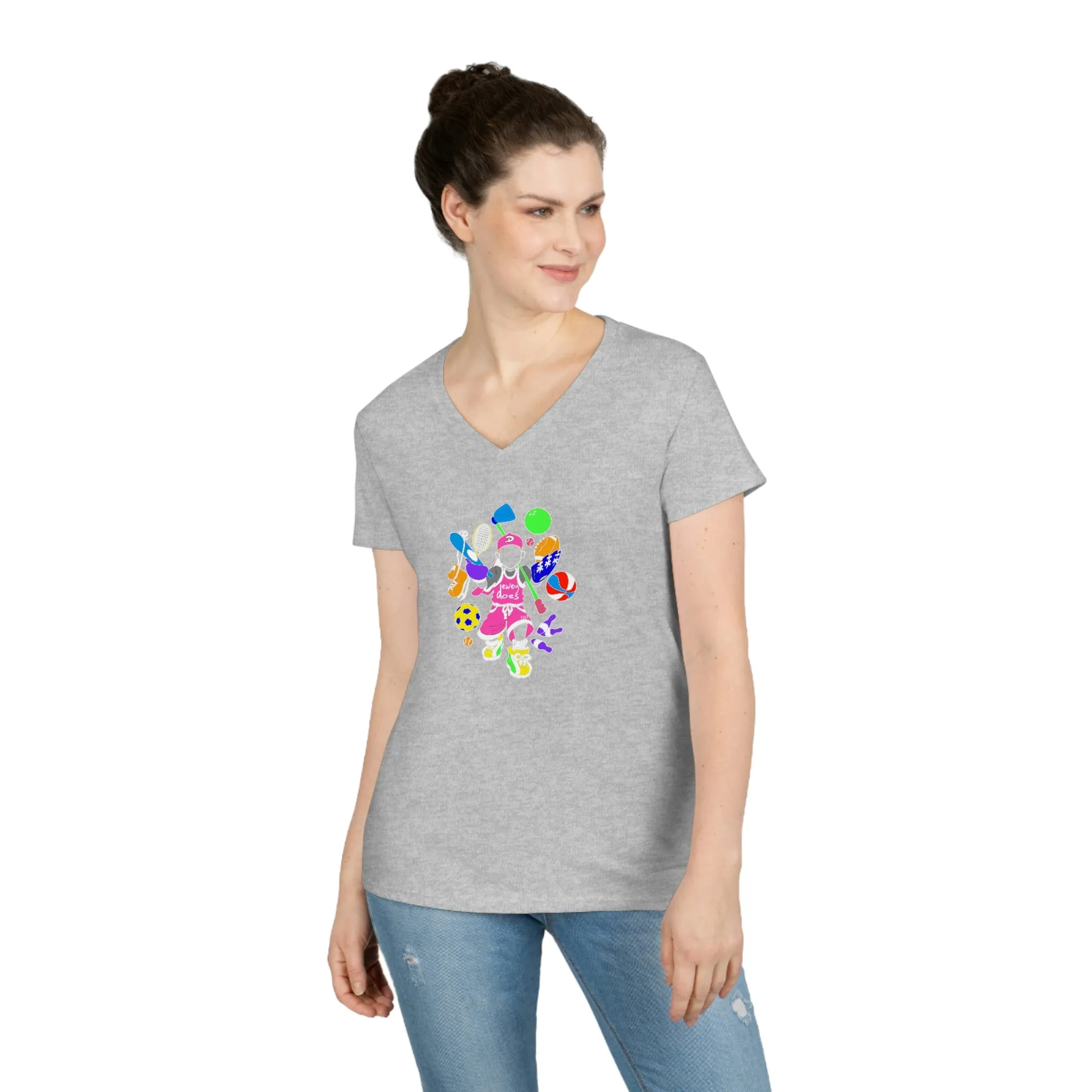 Dewey Does Pink All Sport Ladies' V-Neck T-Shirt