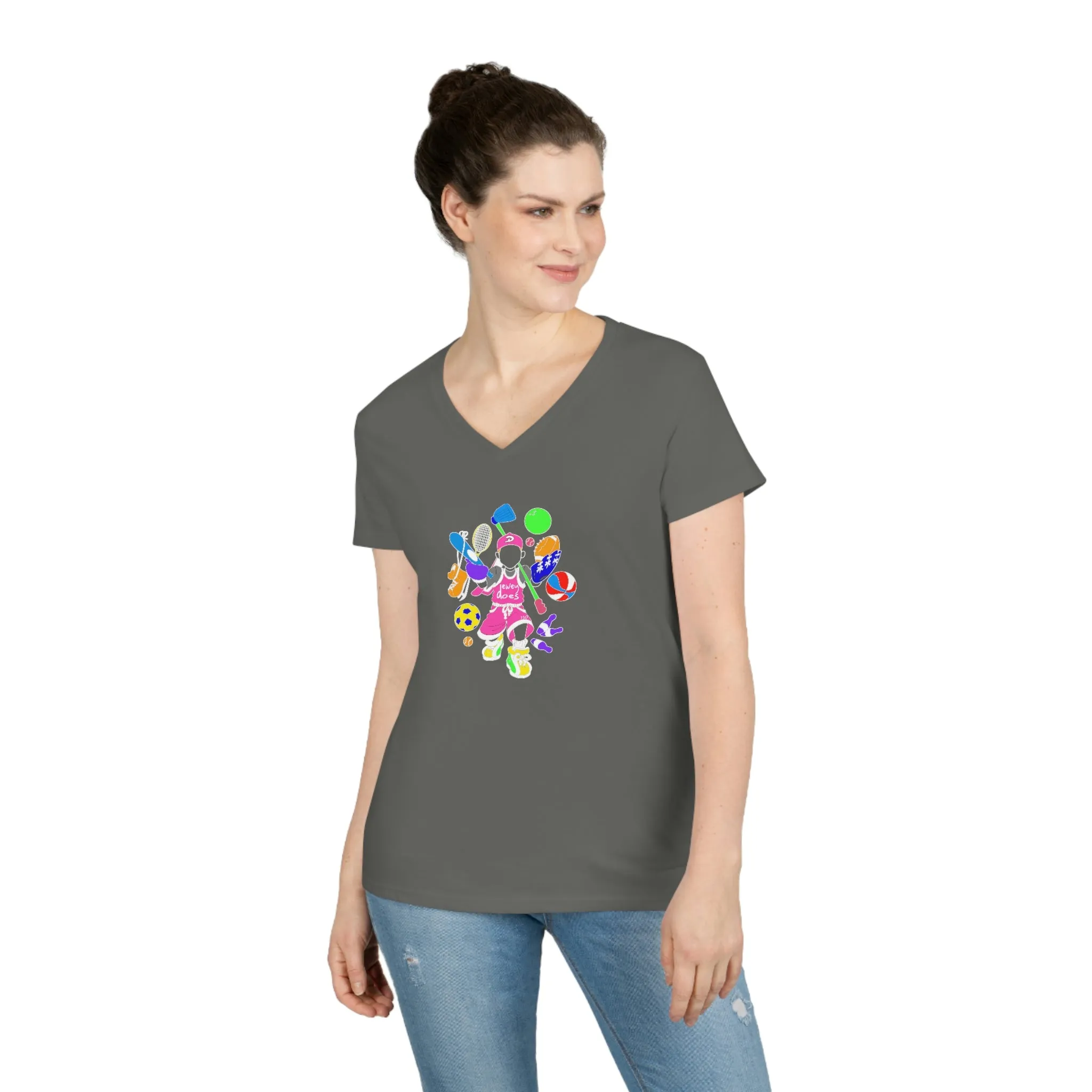 Dewey Does Pink All Sport Ladies' V-Neck T-Shirt