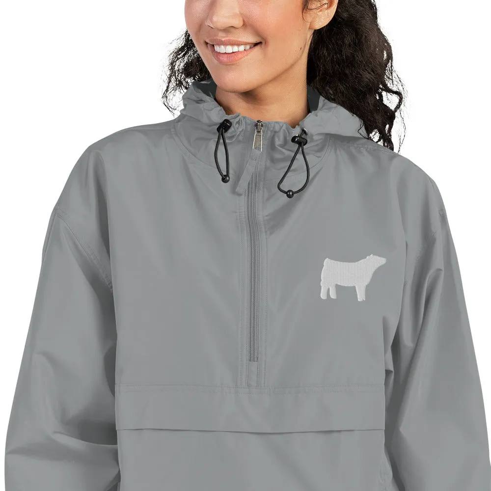 Embroidered Packable Jacket - Wash Rack Pullover Jacket - Livestock Show Charolais Heifer