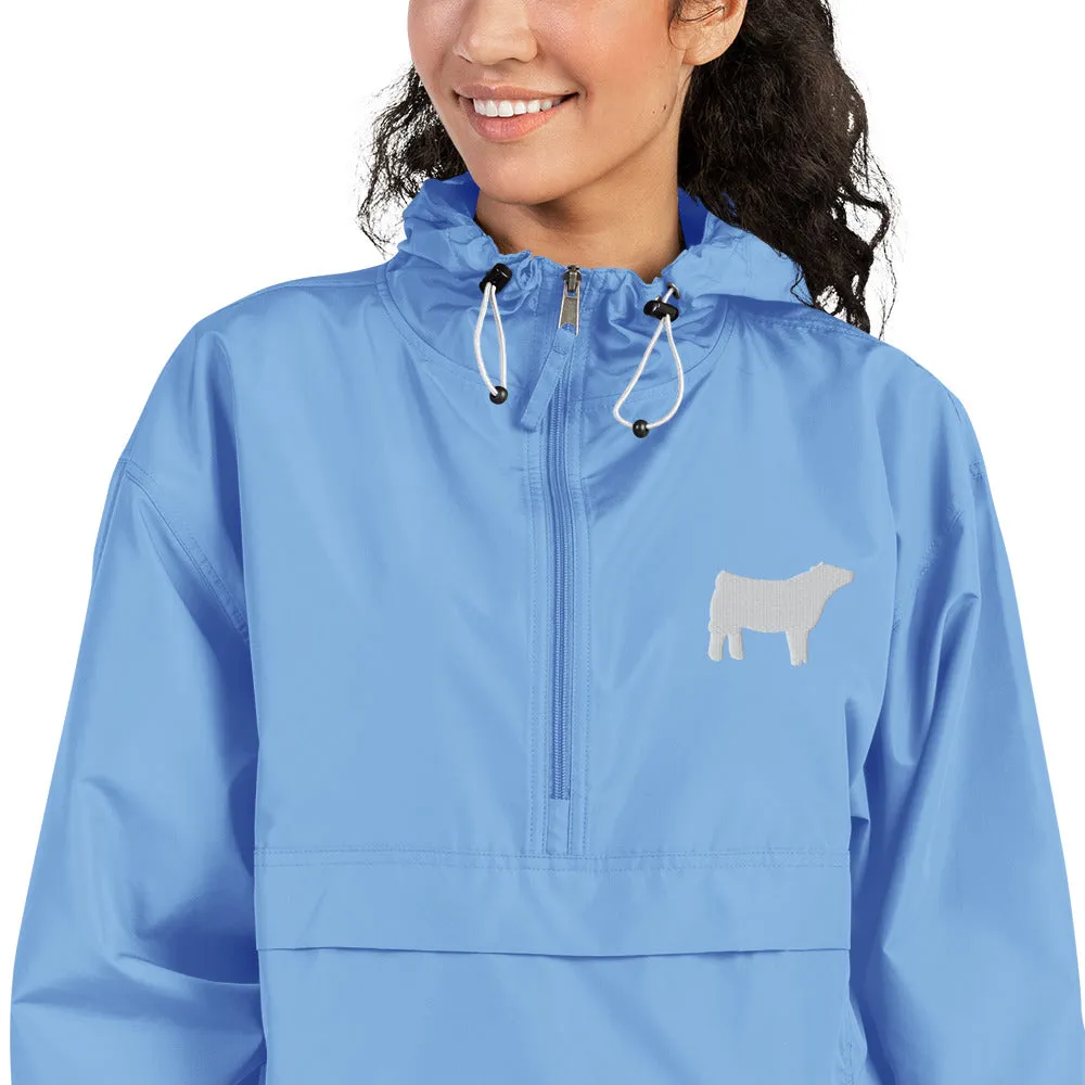 Embroidered Packable Jacket - Wash Rack Pullover Jacket - Livestock Show Charolais Heifer