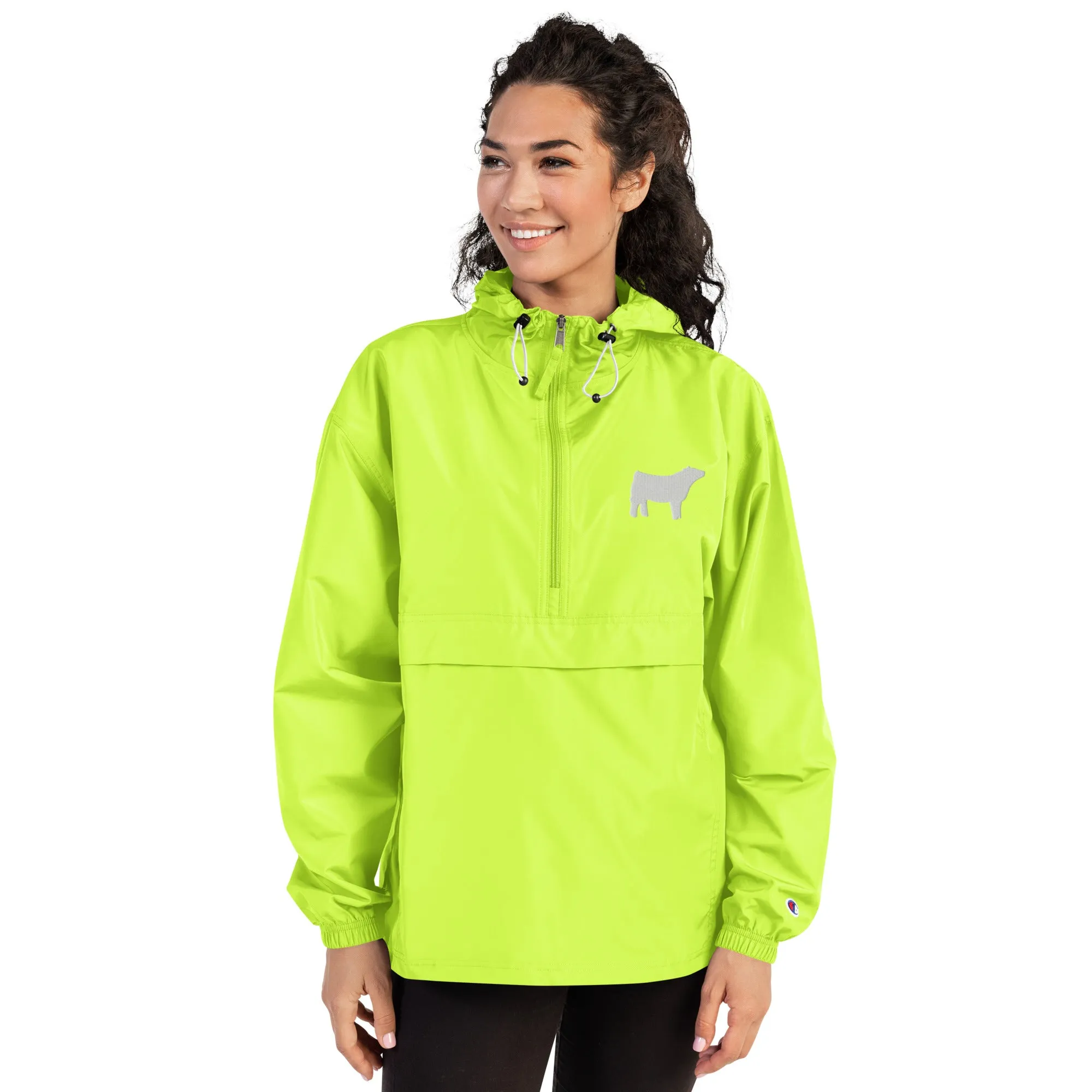 Embroidered Packable Jacket - Wash Rack Pullover Jacket - Livestock Show Charolais Heifer