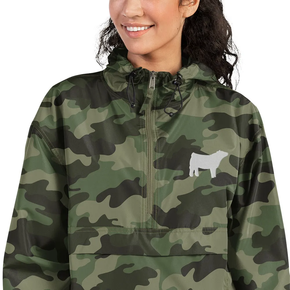 Embroidered Packable Jacket - Wash Rack Pullover Jacket - Livestock Show Charolais Heifer
