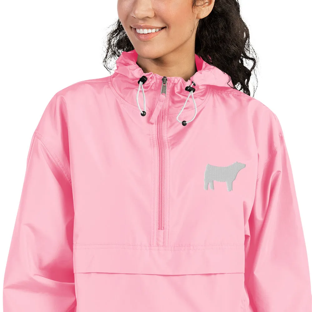 Embroidered Packable Jacket - Wash Rack Pullover Jacket - Livestock Show Charolais Heifer