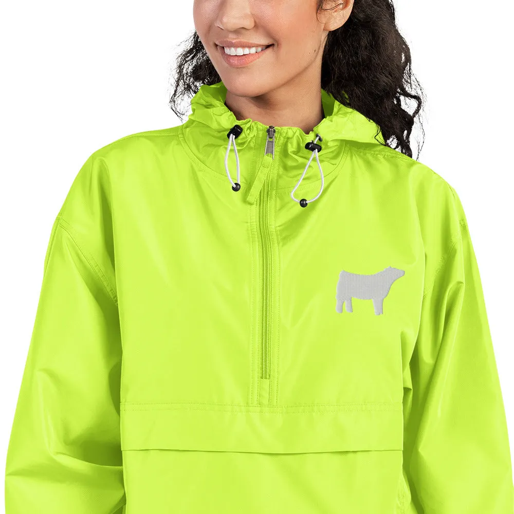 Embroidered Packable Jacket - Wash Rack Pullover Jacket - Livestock Show Charolais Heifer