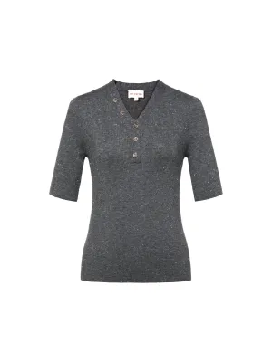 EP YAYING Wool V-neck Fit Sweater Top