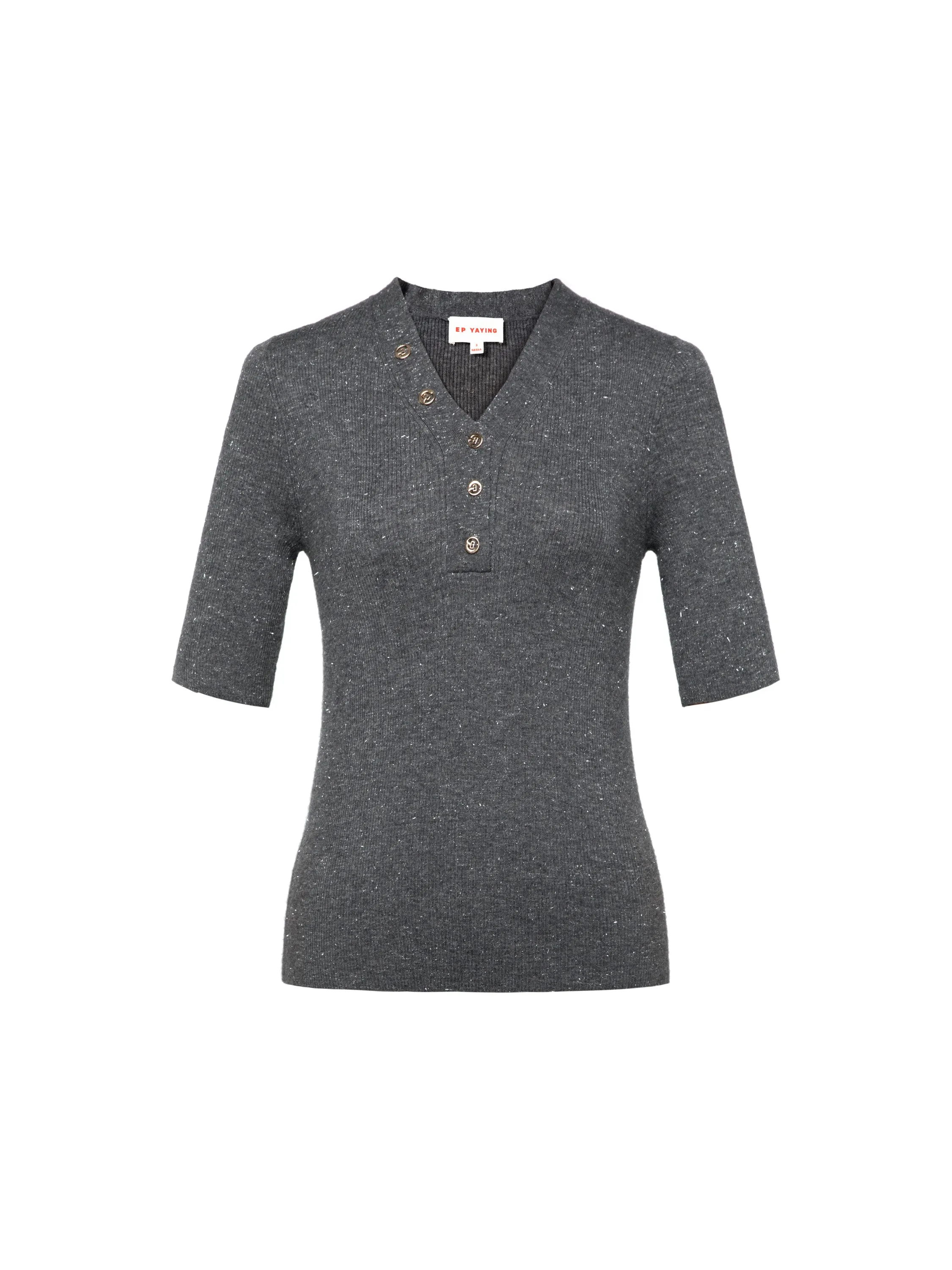 EP YAYING Wool V-neck Fit Sweater Top