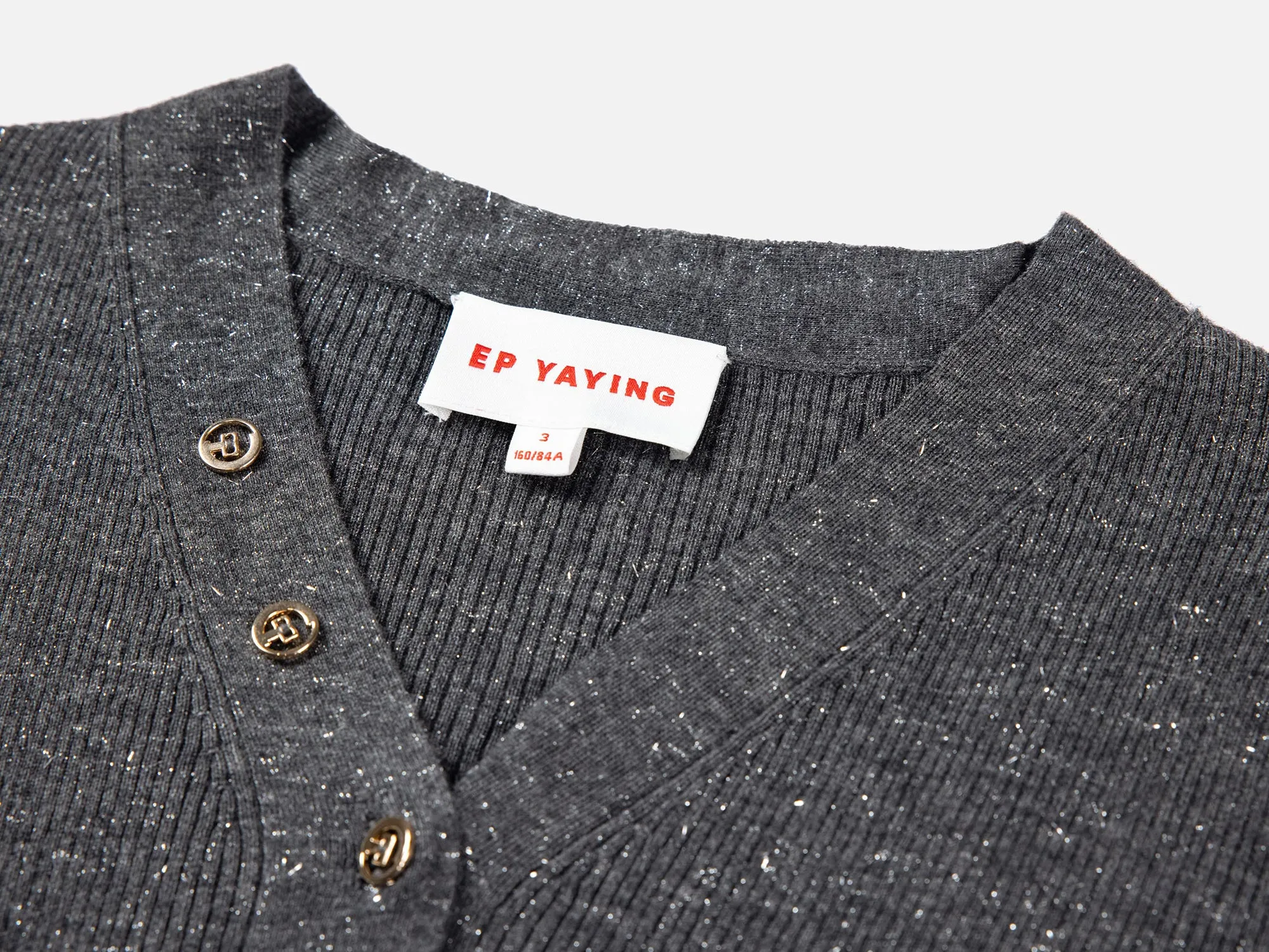 EP YAYING Wool V-neck Fit Sweater Top