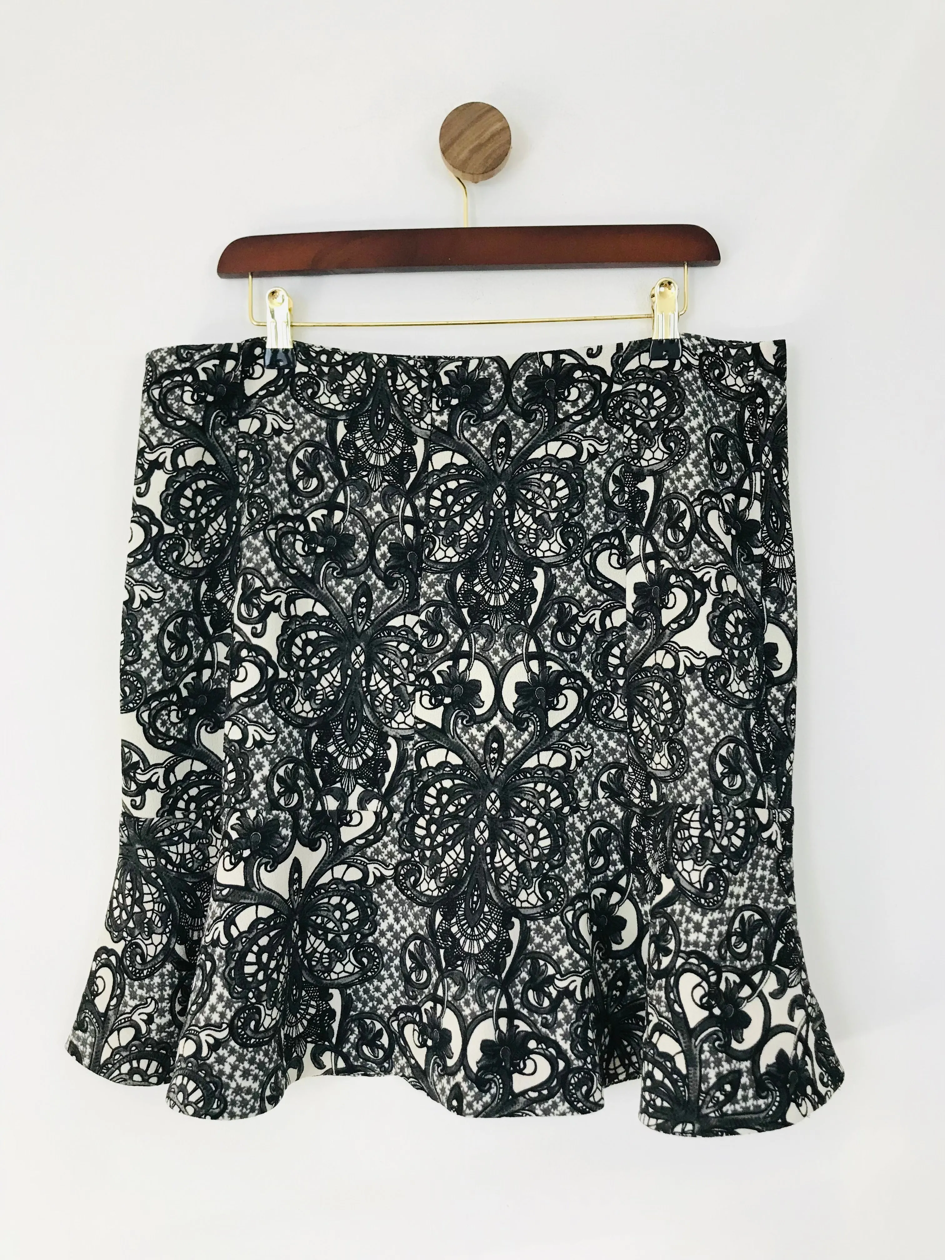 Episode Women's Lace Print A-Line Skirt | UK16 | Black