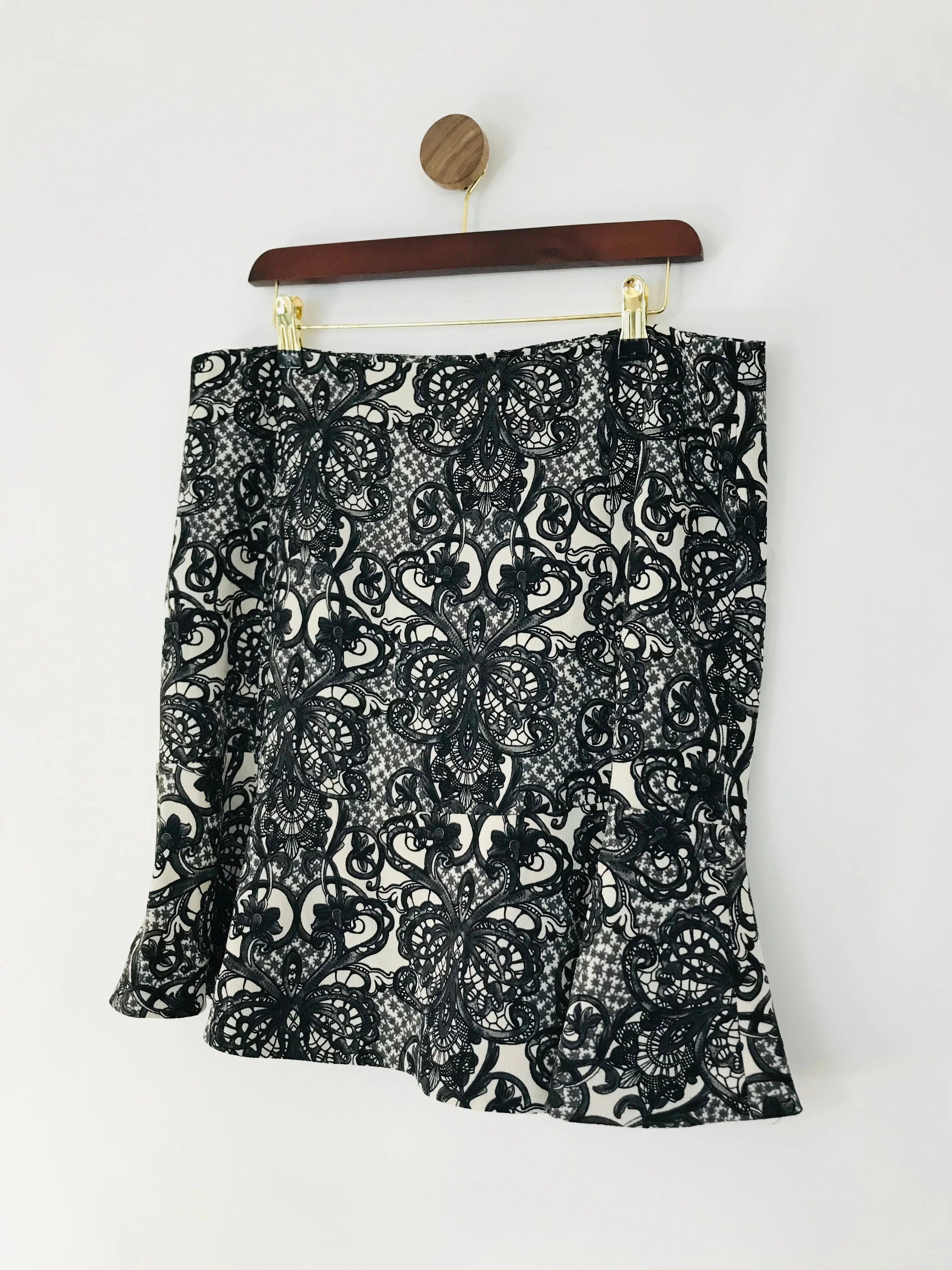 Episode Women's Lace Print A-Line Skirt | UK16 | Black