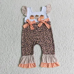 Leopard-Chic Little Girls Pumpkin Romper