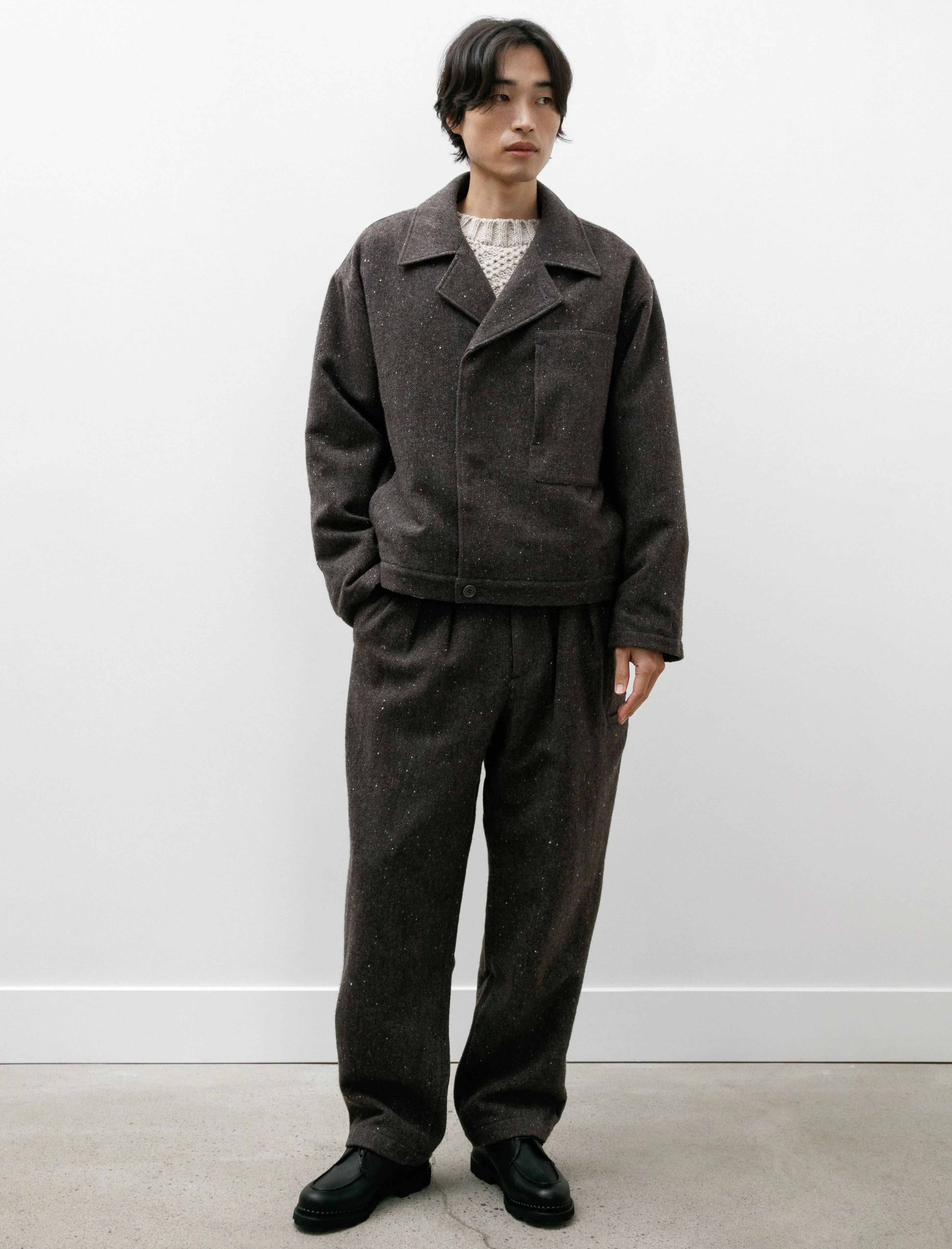 Marine Pants B Grey Nep Wool
