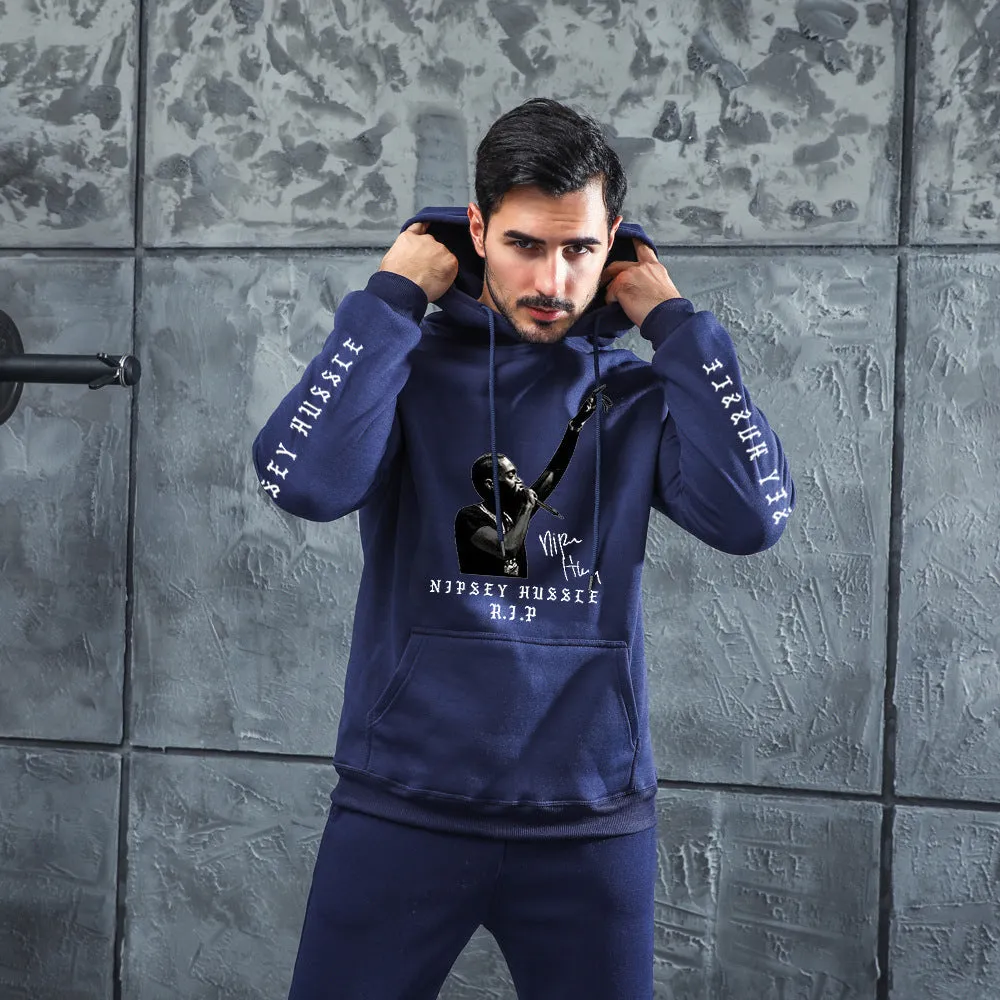 Men Graphic Hoodie Singer Trendy Men and Women Velvet Padded Hooded Sweatshirt