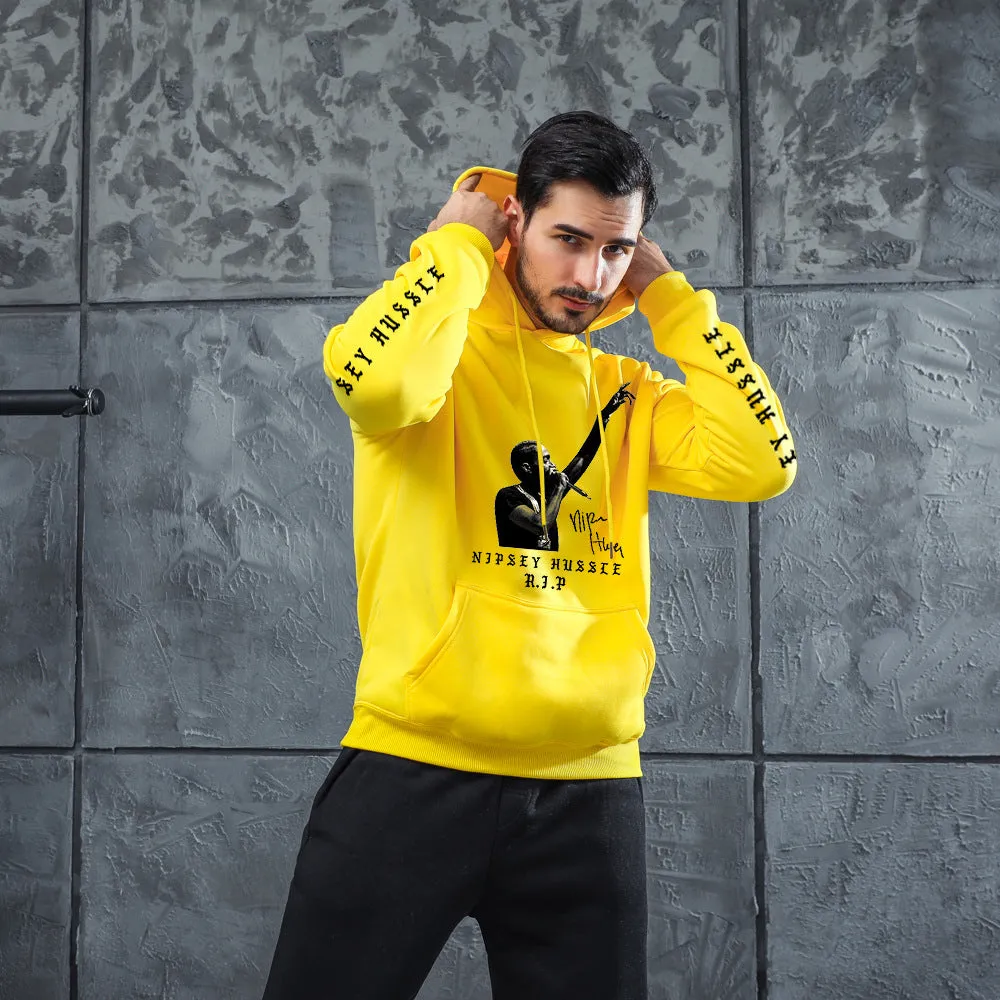 Men Graphic Hoodie Singer Trendy Men and Women Velvet Padded Hooded Sweatshirt