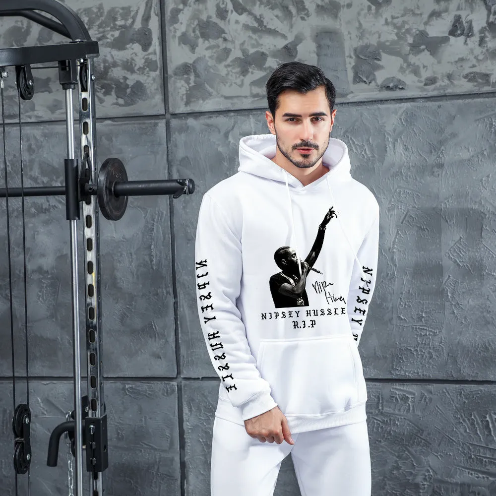 Men Graphic Hoodie Singer Trendy Men and Women Velvet Padded Hooded Sweatshirt