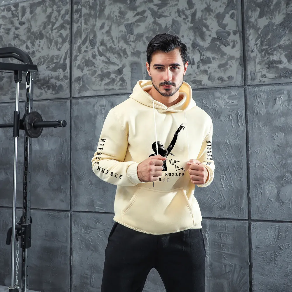 Men Graphic Hoodie Singer Trendy Men and Women Velvet Padded Hooded Sweatshirt