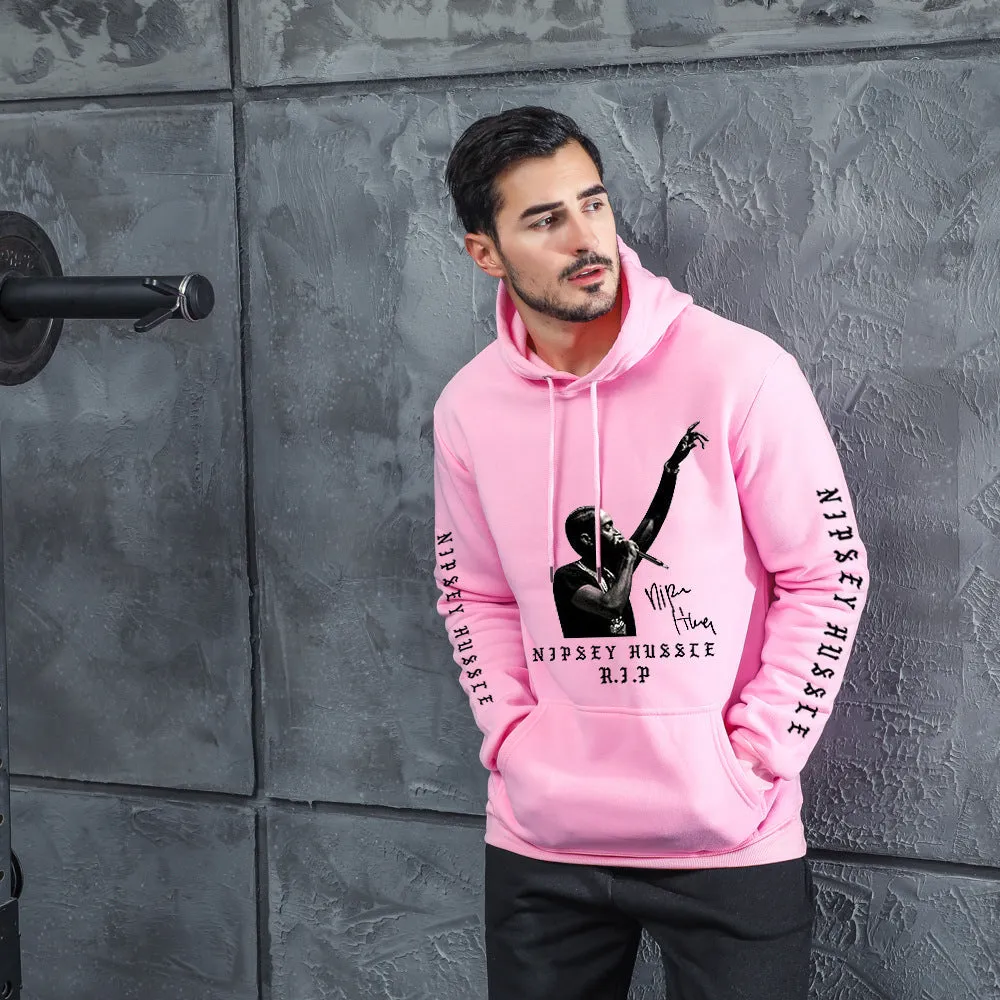 Men Graphic Hoodie Singer Trendy Men and Women Velvet Padded Hooded Sweatshirt