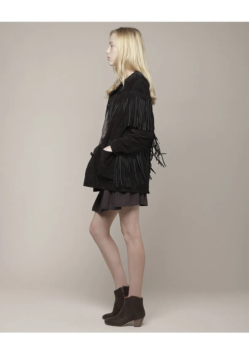 Miel Suede Jacket with Fringe