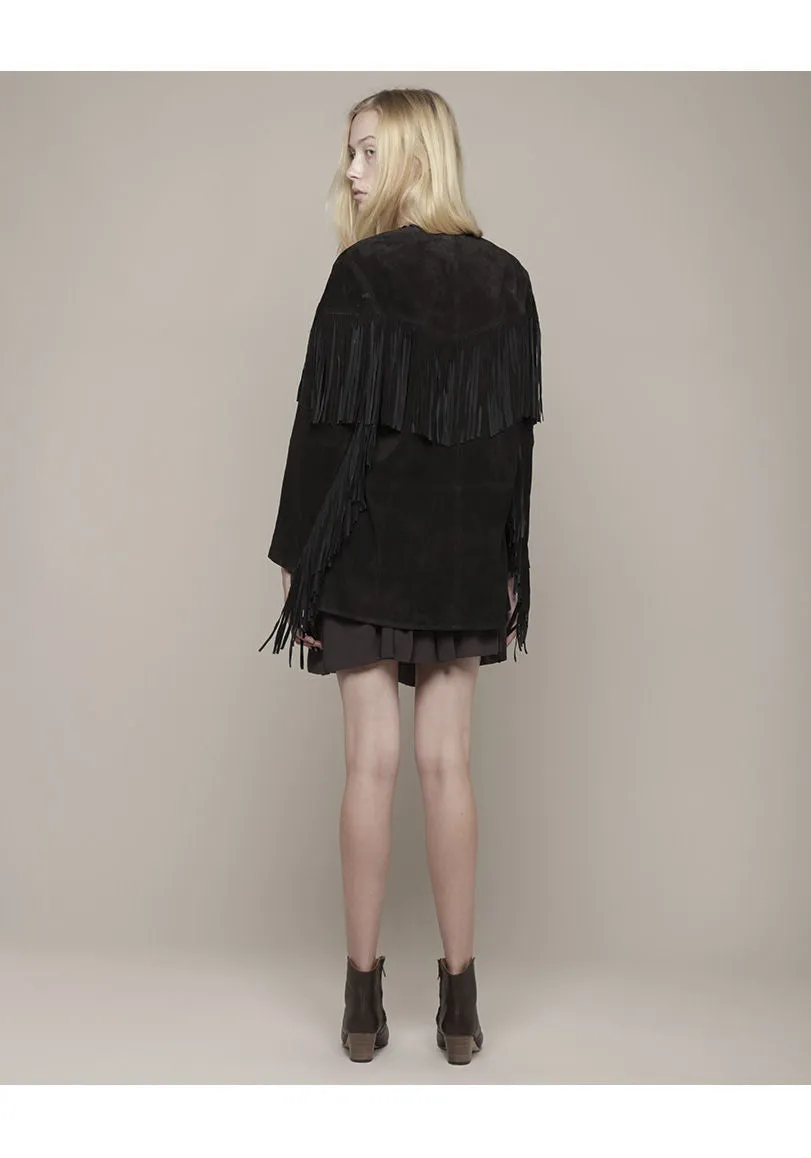 Miel Suede Jacket with Fringe