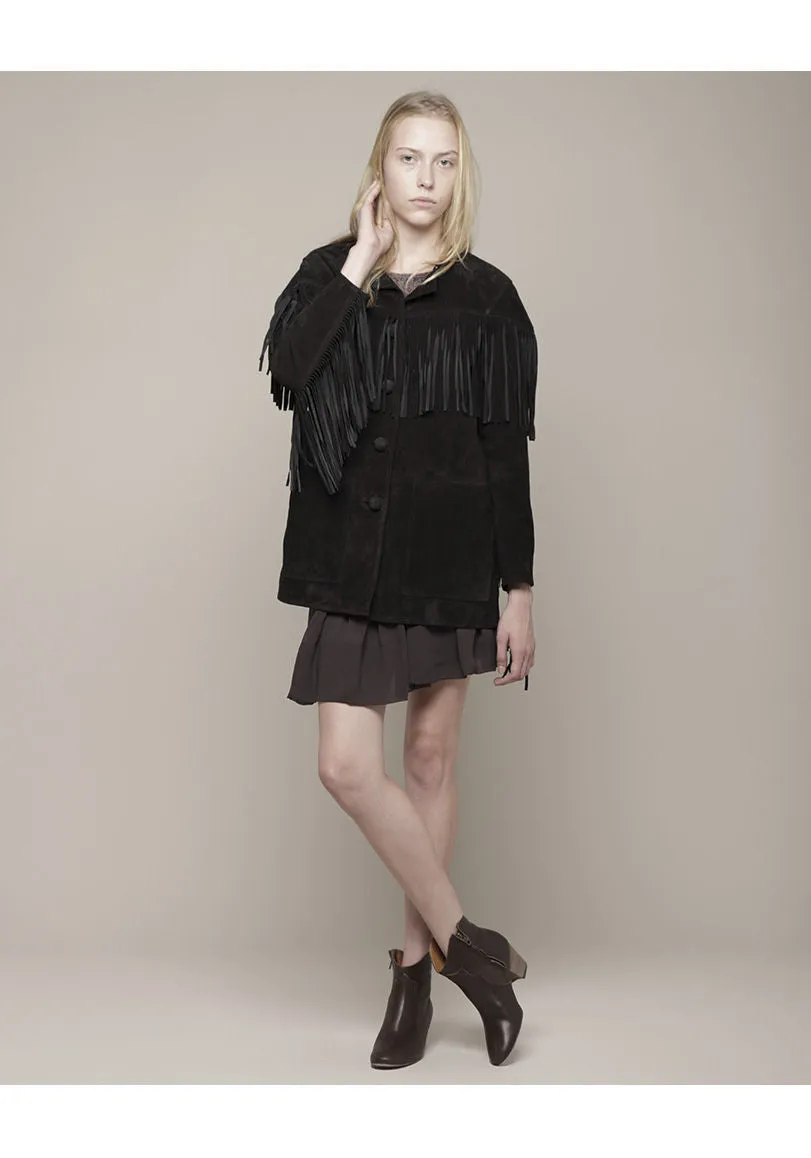 Miel Suede Jacket with Fringe