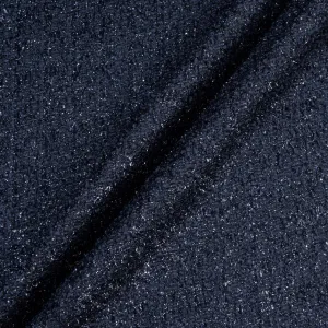 Navy Blue Metallic Wool Bouclé