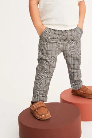 Neutral Pull-On Check Trousers
