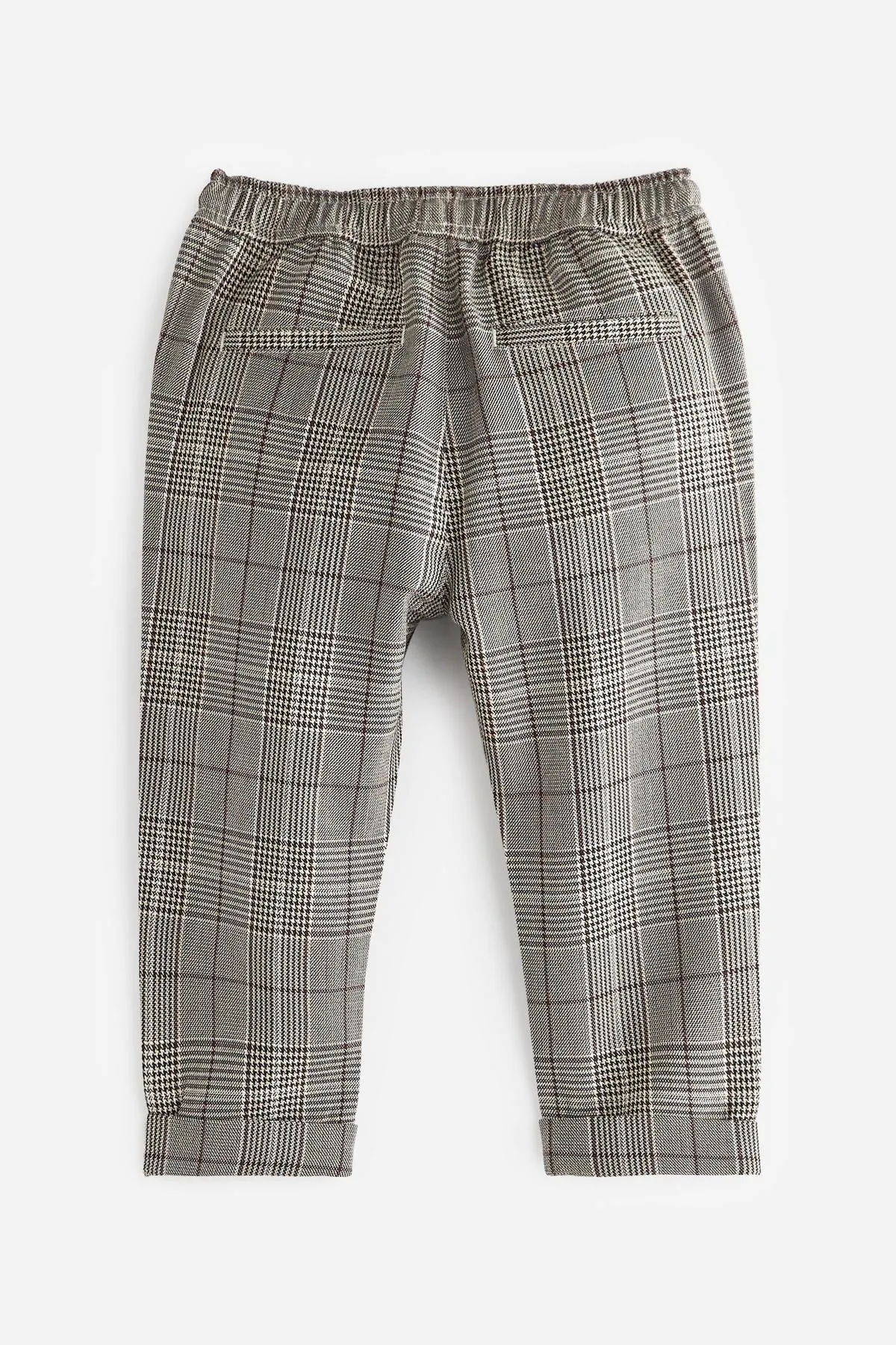 Neutral Pull-On Check Trousers