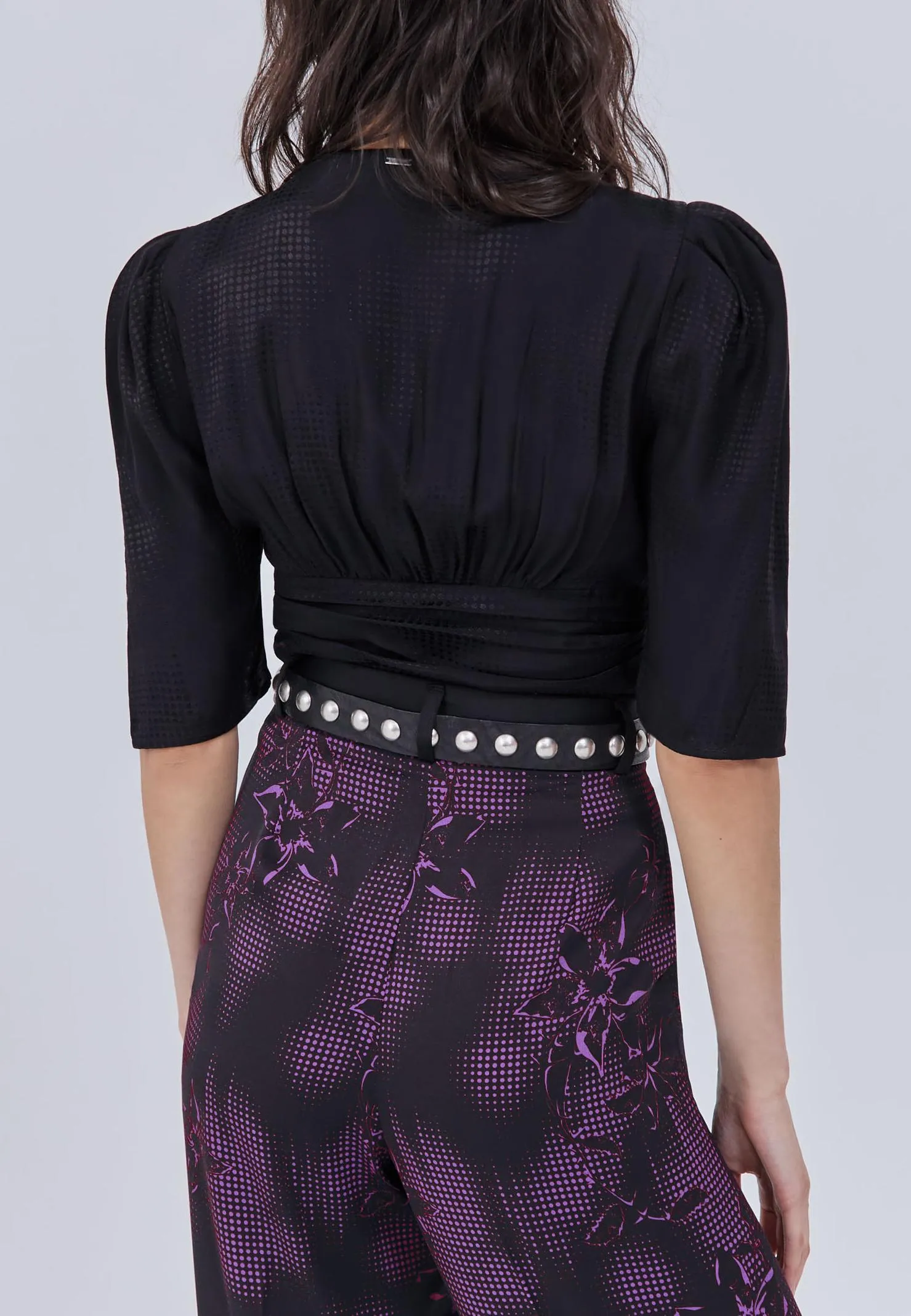 Optical Dots Jacquard Blouse