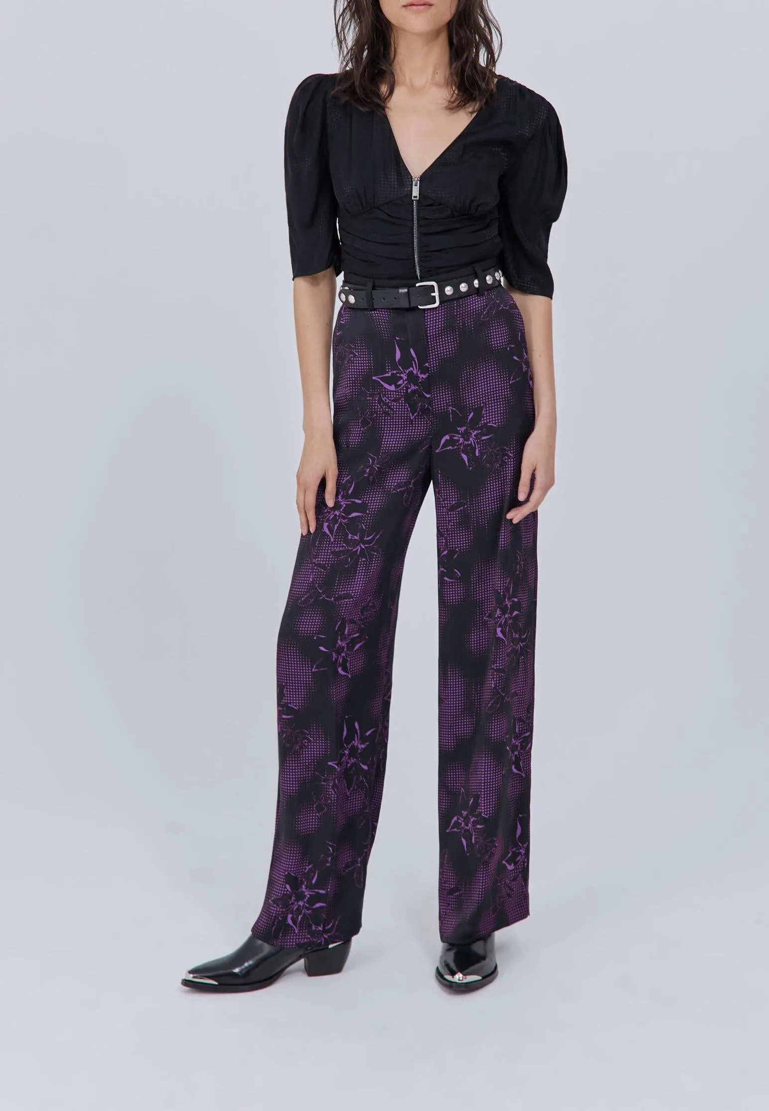Optical Dots Jacquard Blouse