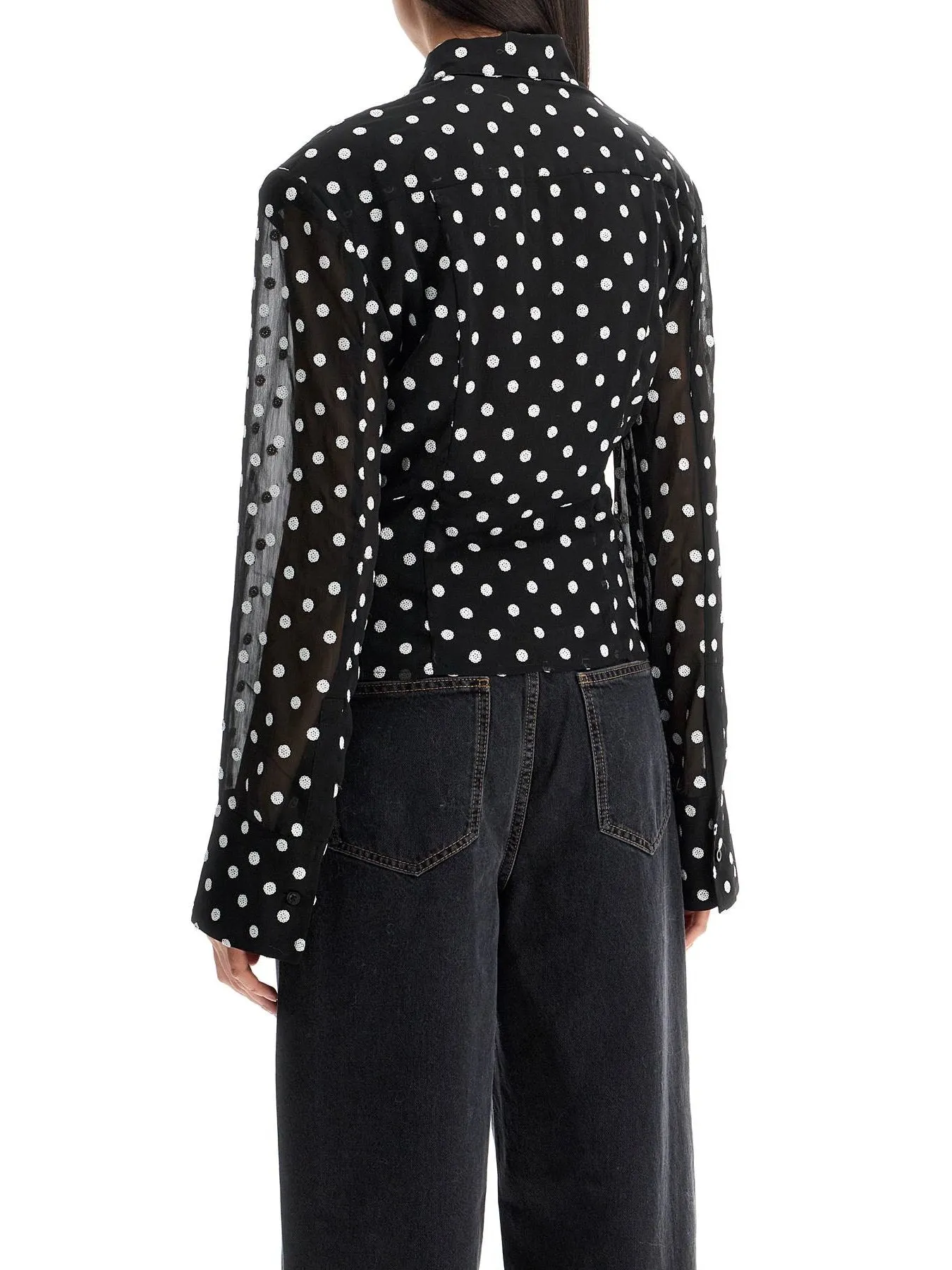 Polka Dot Sequin Chiffon Blouse
