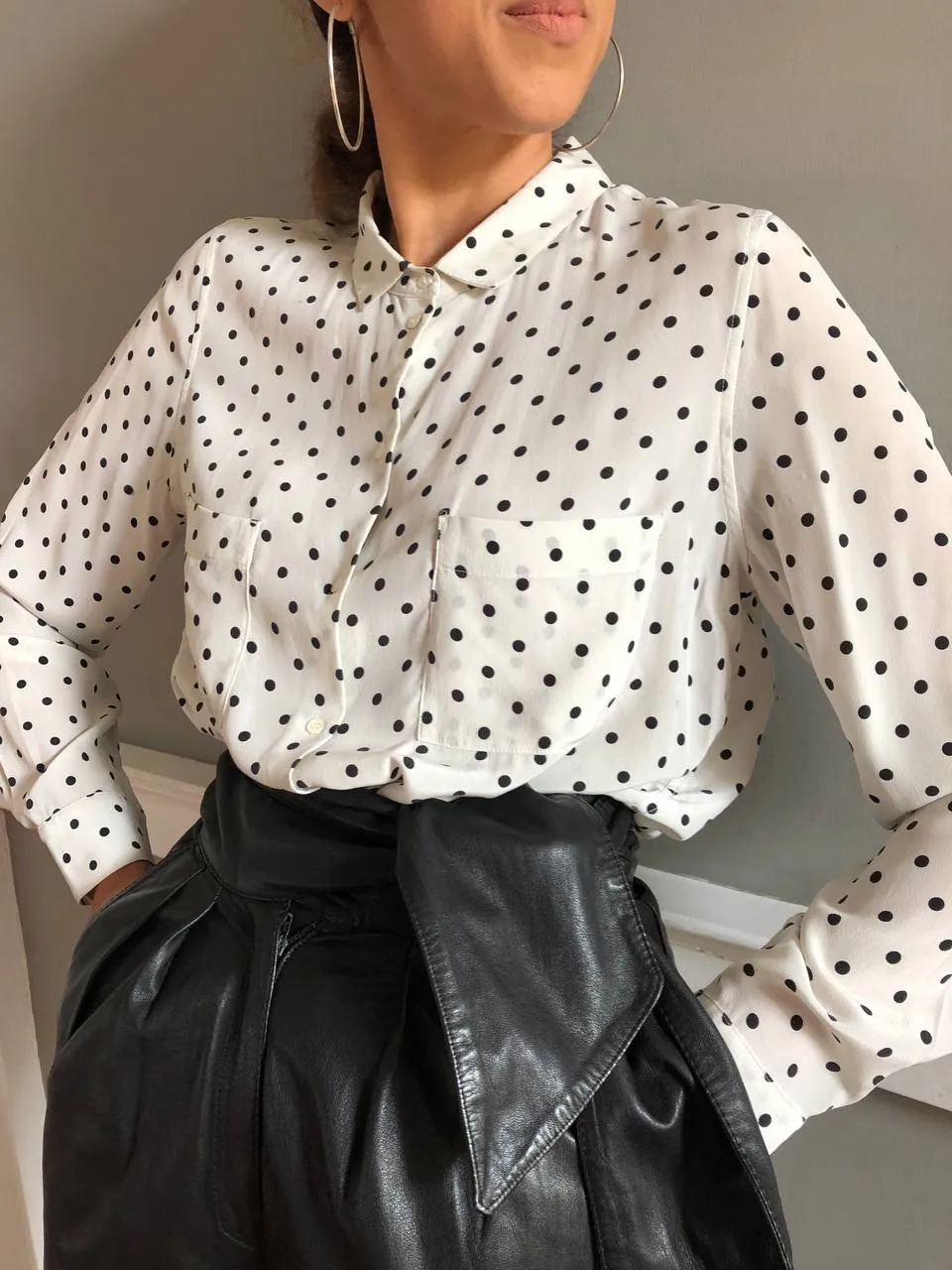 Pre-loved silk polka dot spot blouse